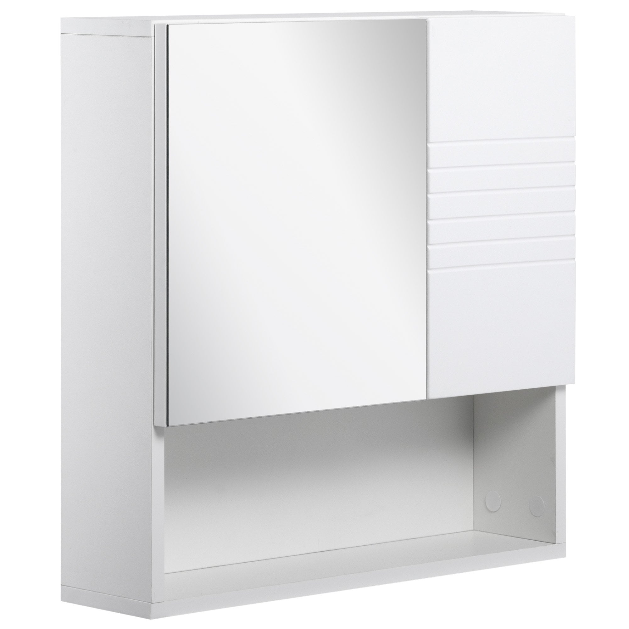 kleankin Bathroom Mirror Cabinet - Wall Mount Storage Cabinet with Double Door - Adjustable Shelf - 54cm x 15cm x 55cm - White w/ - Home Living  | TJ