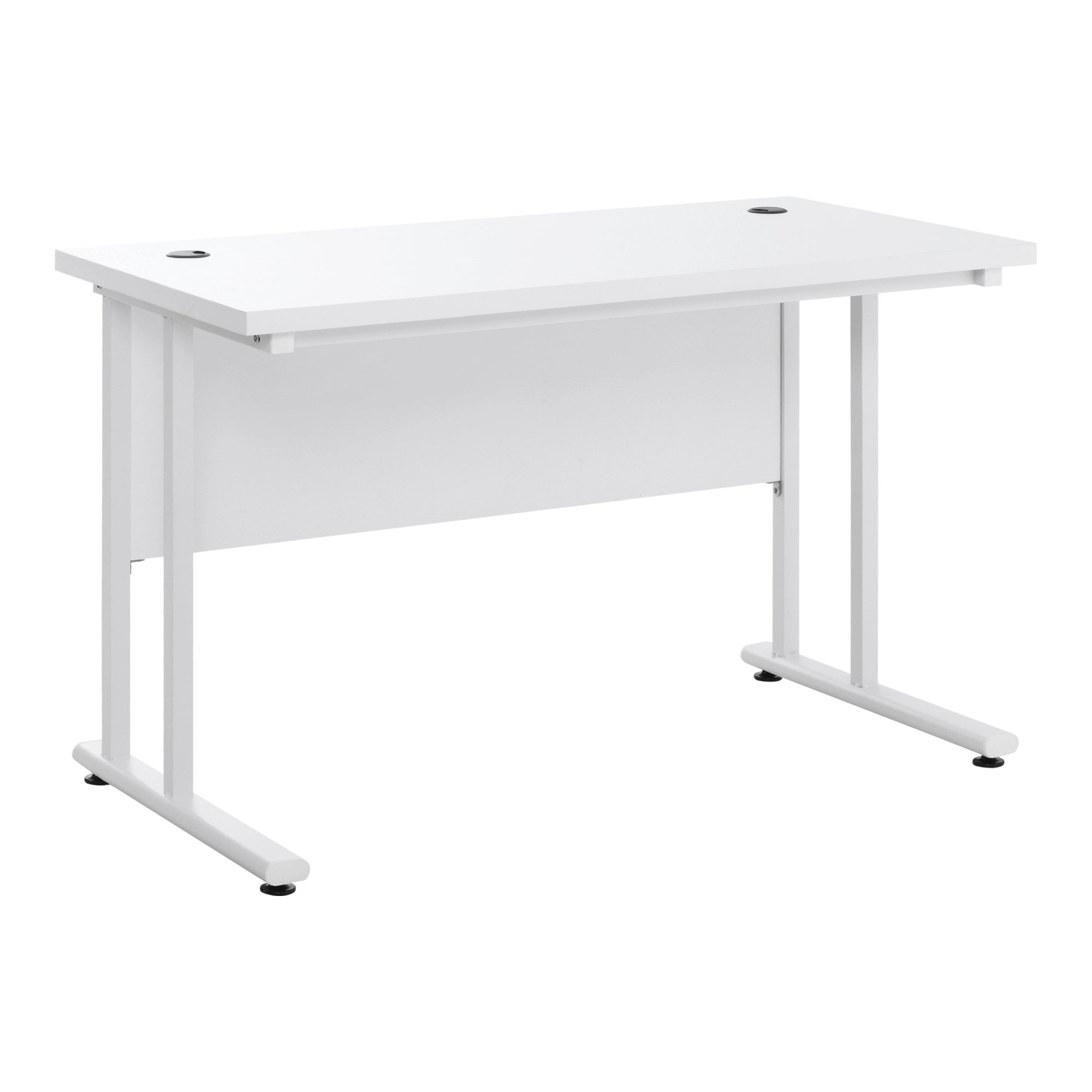 Computer Desk - Home Office Desk - Writing Table - 120x60x75cm Laptop Workstation with 2 Cable Management Holes - C Shaped Metal Legs for Adults and K