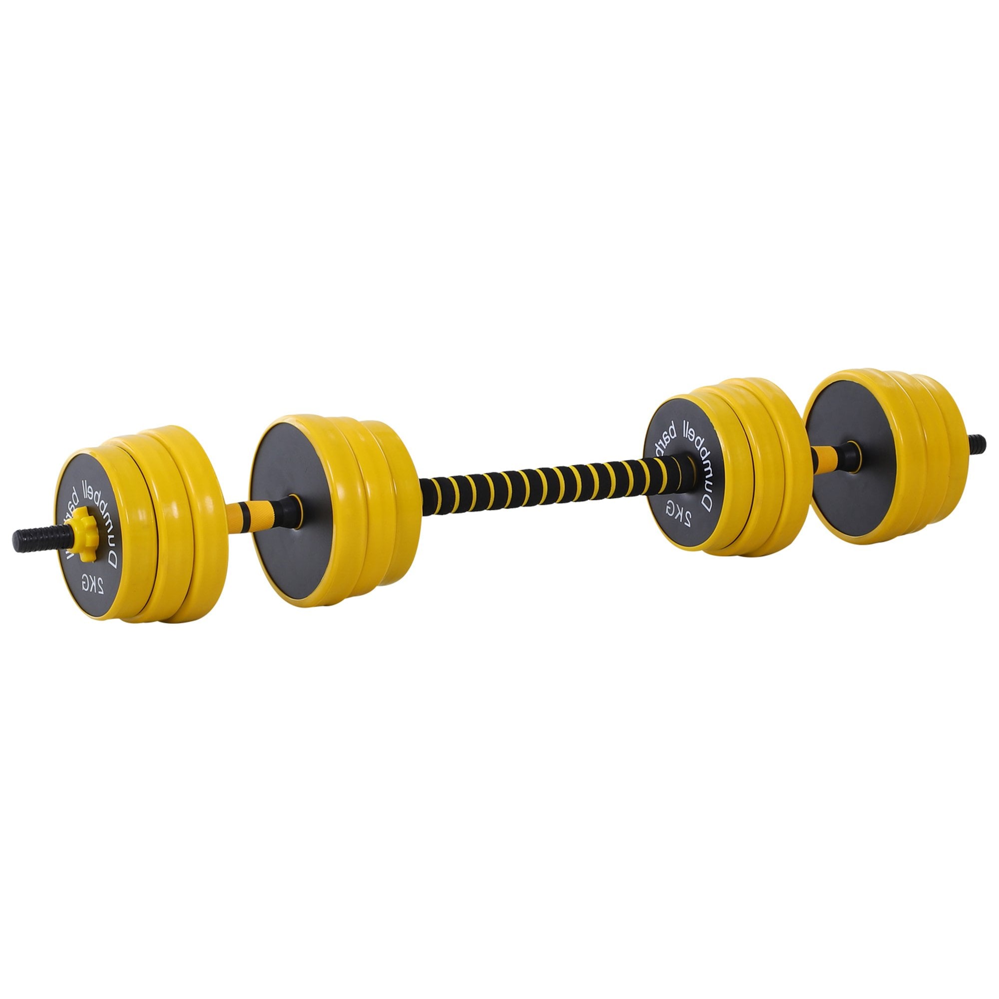 30kg Dumbbell & Barbell  Adjustable Set Plate Bar Clamp Rod Home Gym Sports Area Exercise Ergonomic Fitness in - MAXFIT  | TJ Hughes Yellow