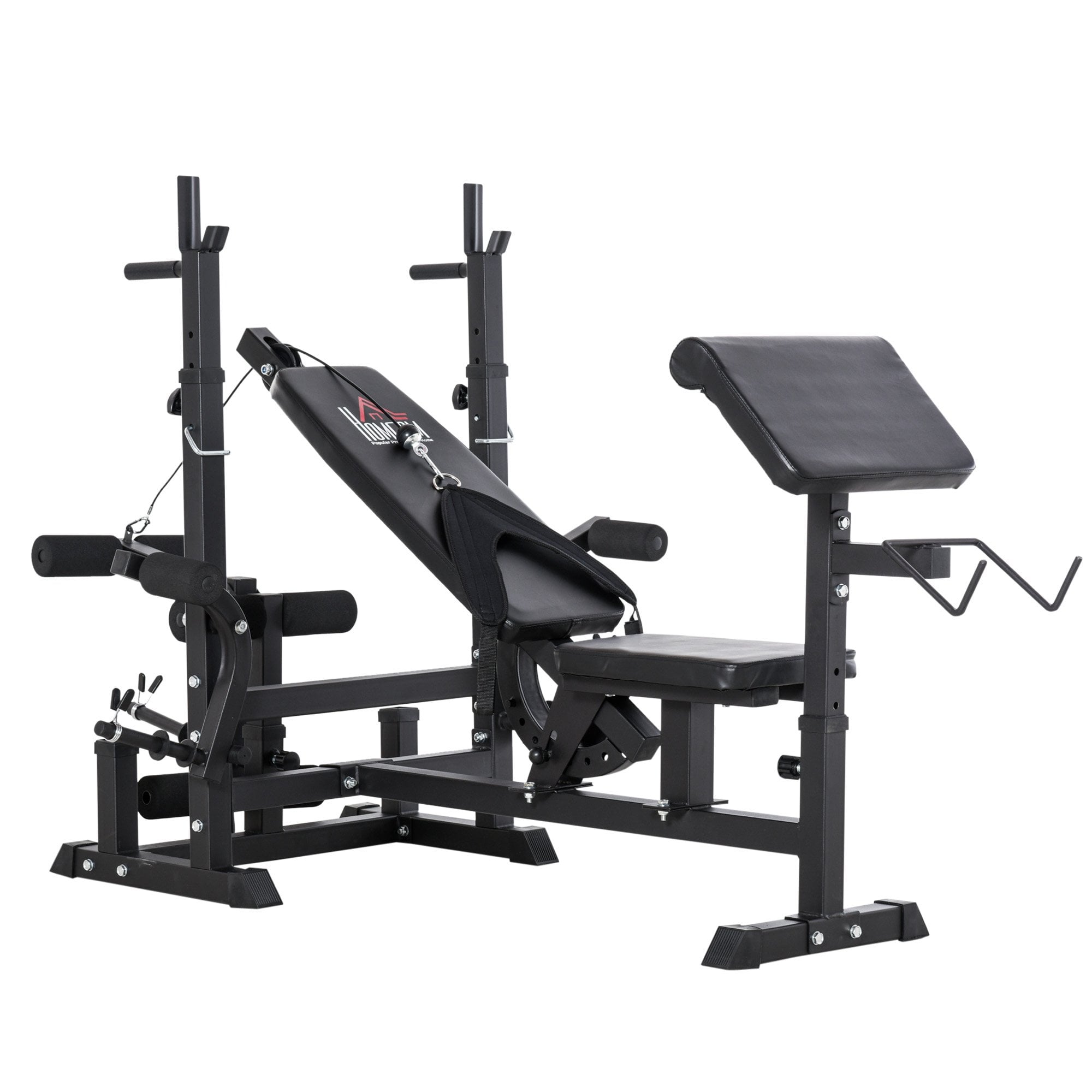 Multi-Position Olympic Home Gym Weight & Bar Rack w/ Chest Fly & Preacher Curls - MAXFIT  | TJ Hughes Black