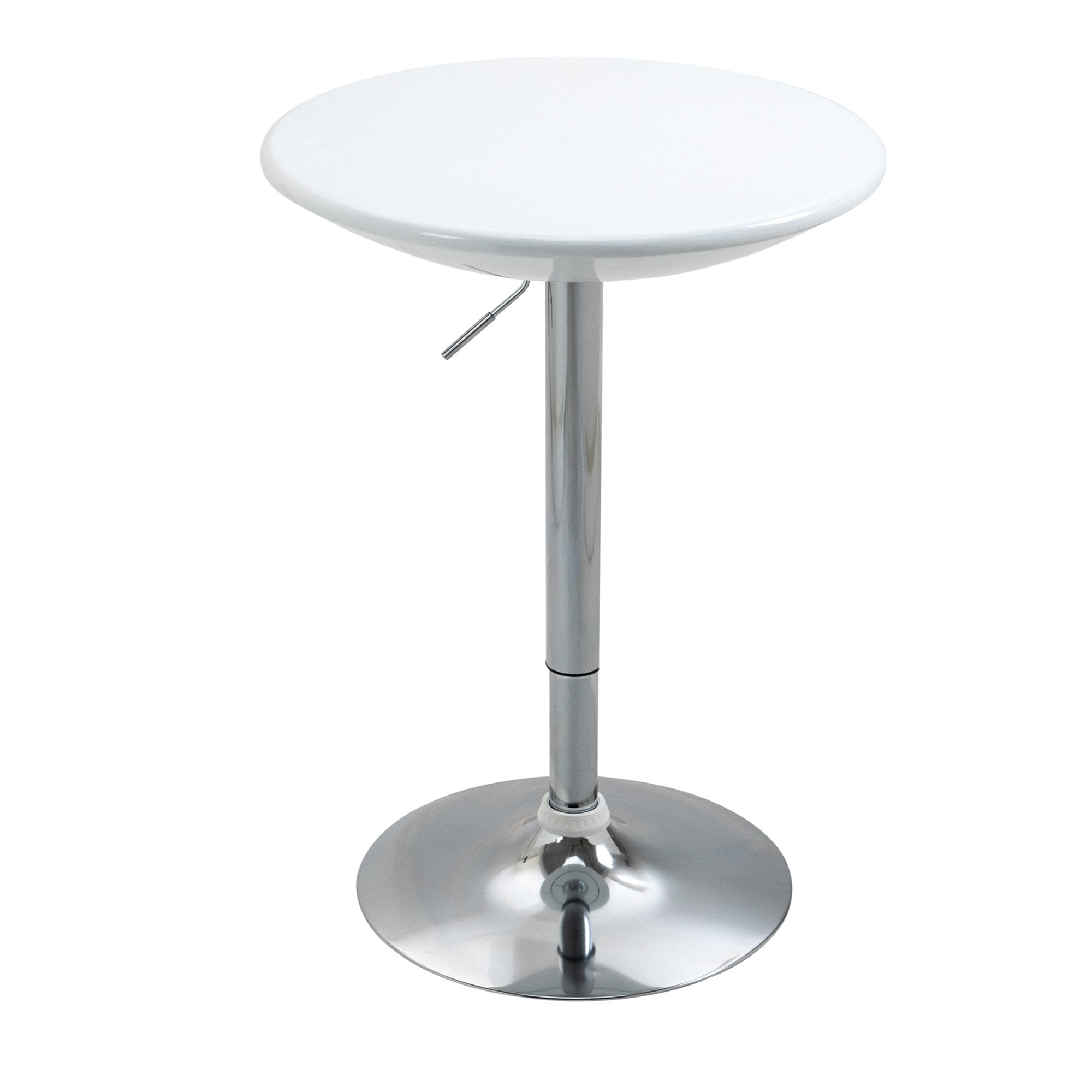 Modern Round Bar Table Adjustable Height Home Pub Bistro Desk Swivel Painted Top with Silver Steel Leg and Base - White 61 cm Indoor Counter - Home Li