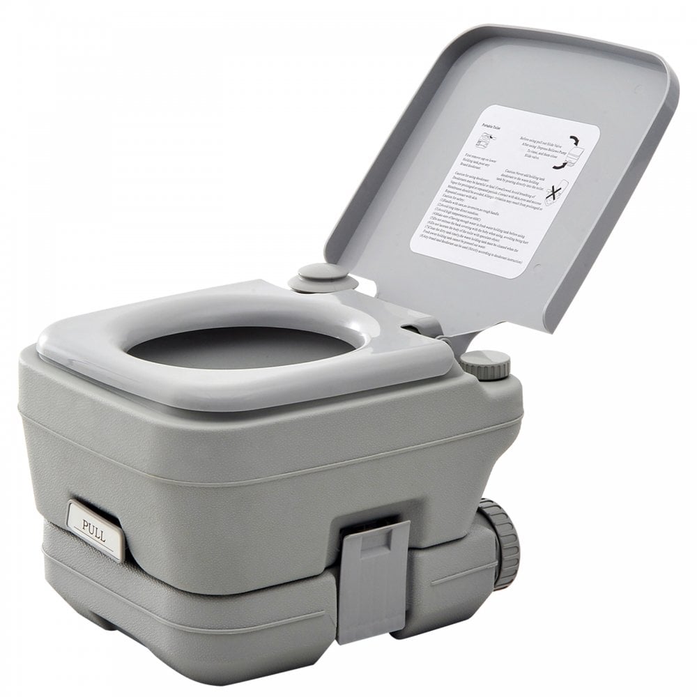 10L Portable Travel Toilet Outdoor Camping Picnic with 2 Detachable Tanks & Push-button Operation - Grey - Home Living  | TJ Hughes