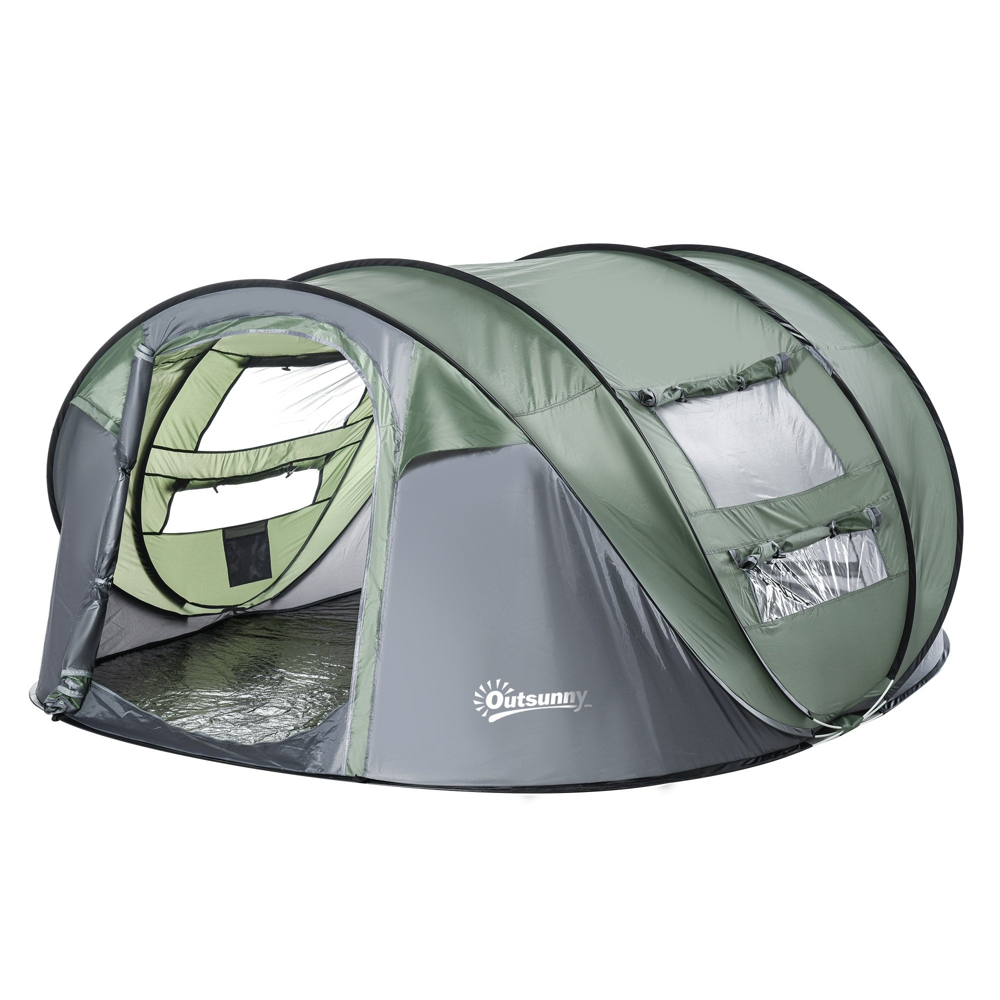 Outsunny 4-5 Person Family Pop-up Waterproof Camping Tent w/ 2 Mesh Windows & PVC Windows Portable Carry Bag  | TJ Hughes