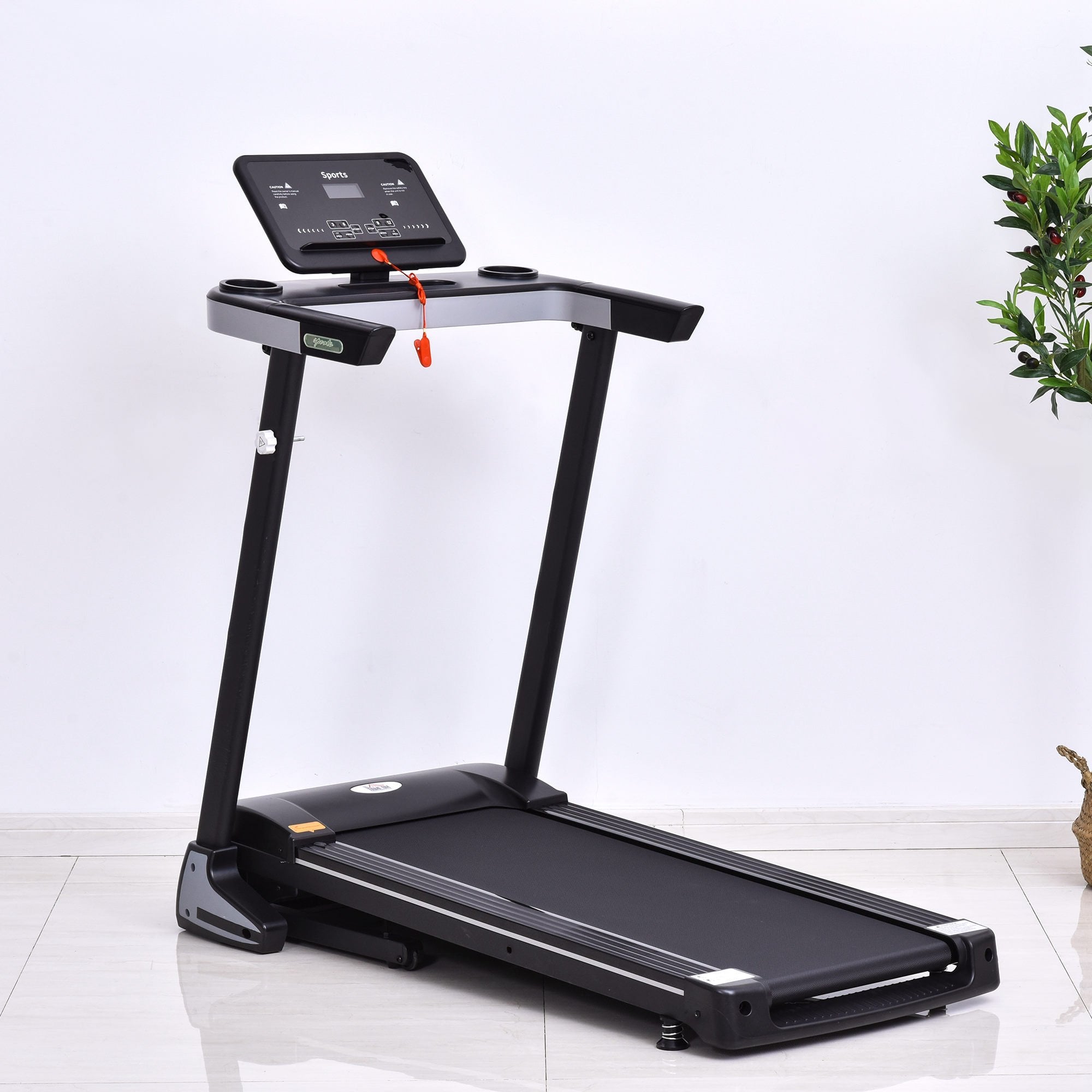 Folding Treadmill for Home Motorised Running Machine w/ LCD Display Black - MAXFIT  | TJ Hughes