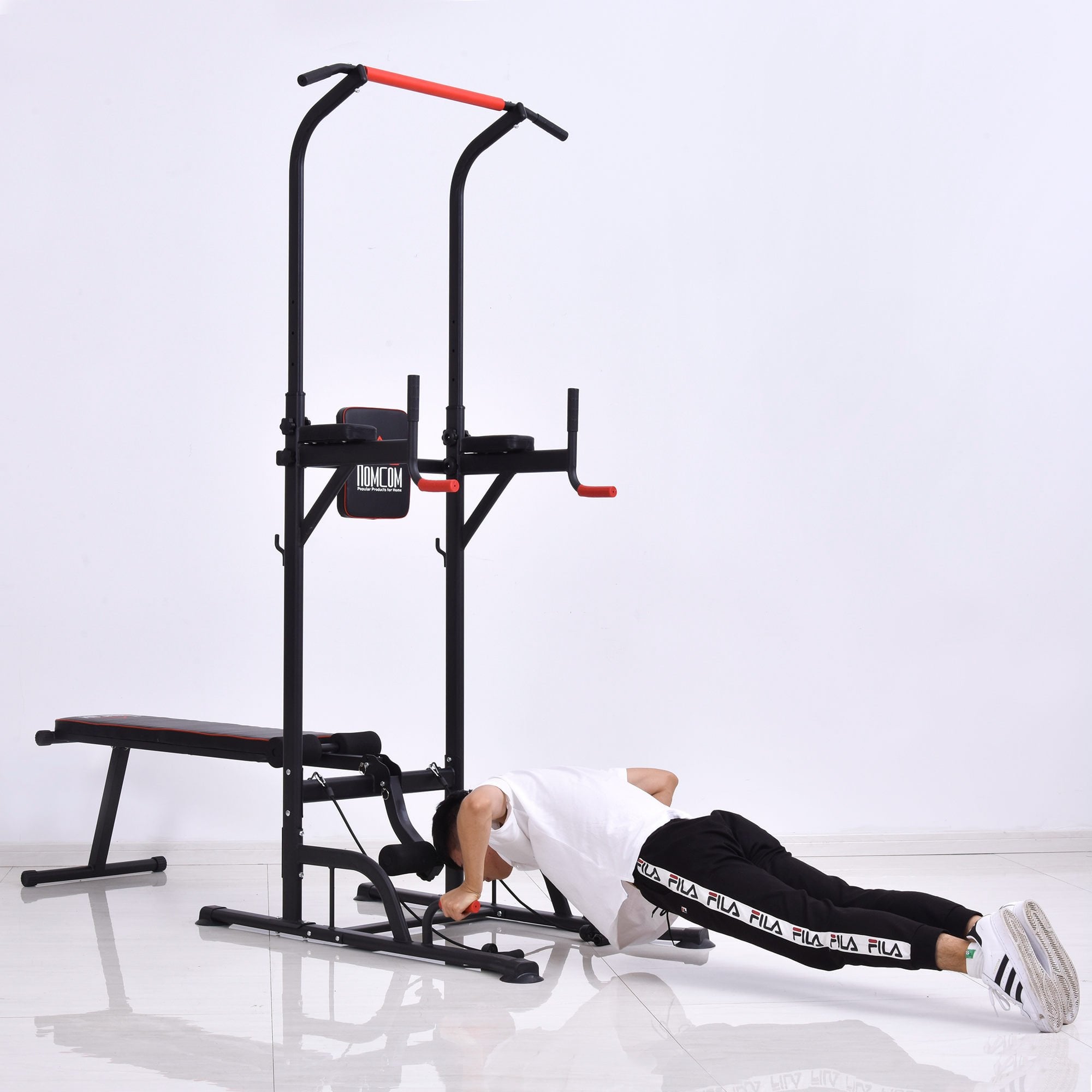 Steel Strength Training Power Tower Pull Up Station Black/Red - MAXFIT  | TJ Hughes Black