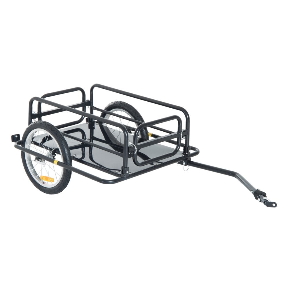 HOMCOM Folding Frame Bike Cargo Trailer Extra Bicycle Storage Carrier W/Hitch-Black - Alpine Spirit  | TJ Hughes Black