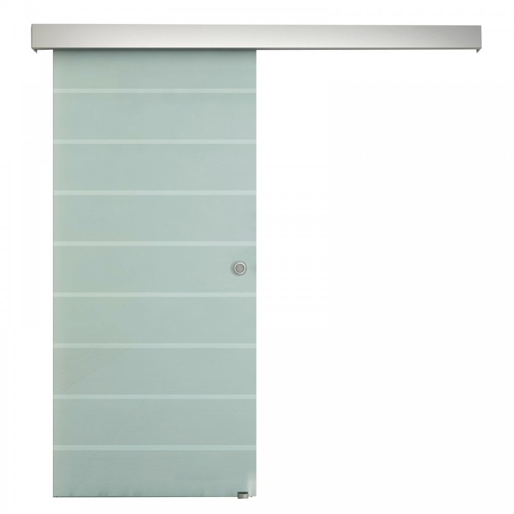 Tempered Glass Sliding Barn Door Kit Aluminum-alloy Rail W/Handle-Frosted Glass W/ Stripes - Home Living  | TJ Hughes