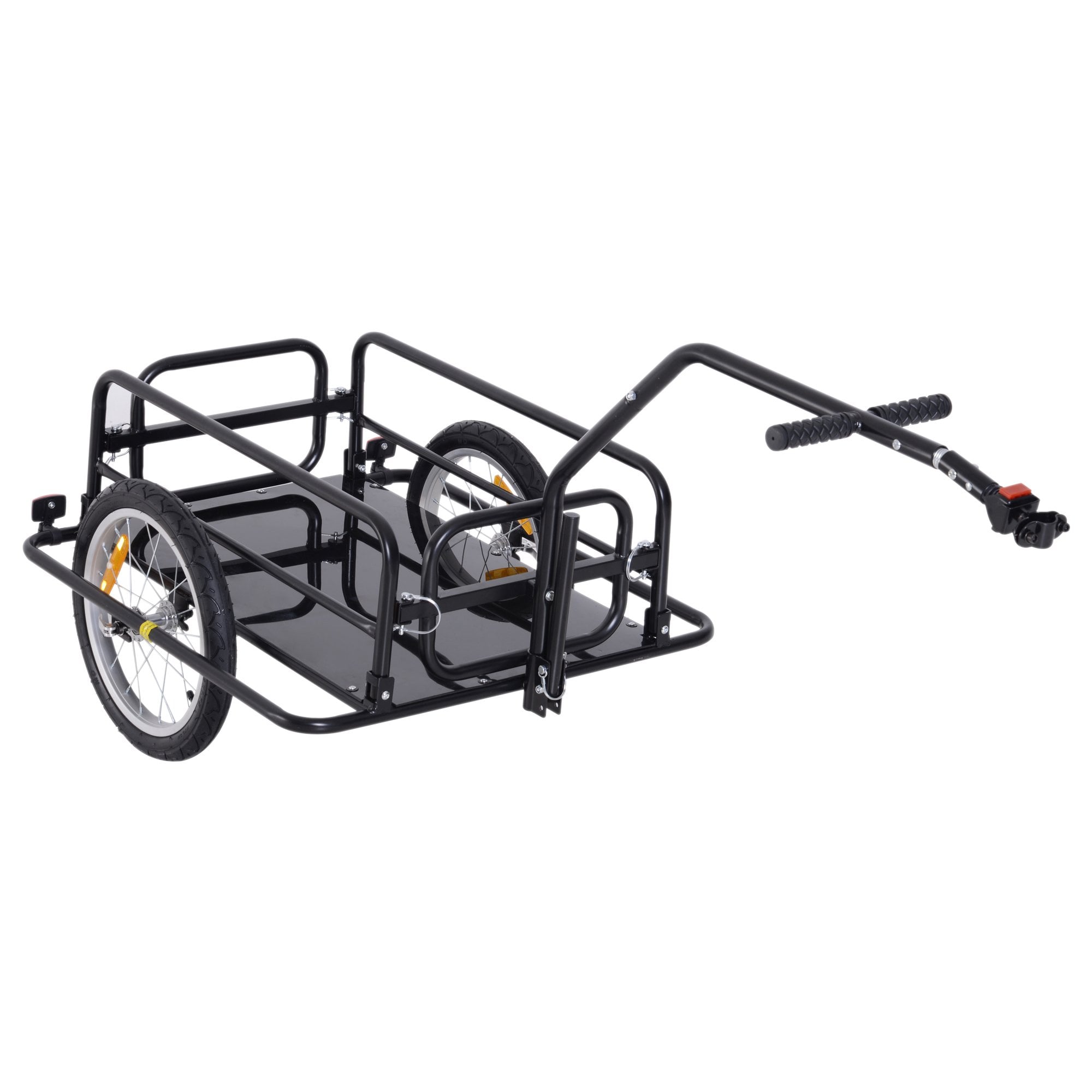 Folding Bicycle Cargo Storage Trolley Cart and Luggage Trailer with Hitch Black - Alpine Spirit  | TJ Hughes