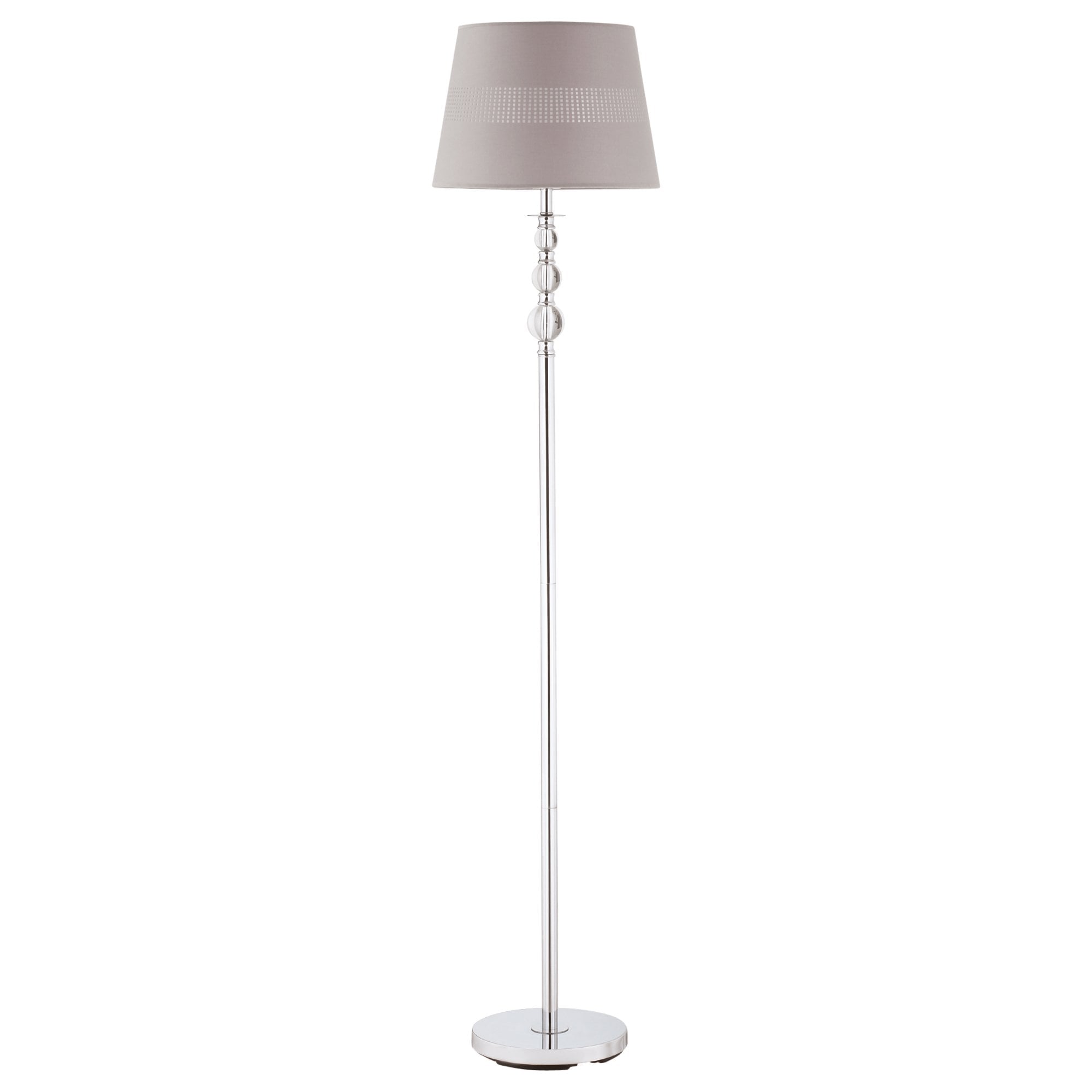 Floor Lamp with Hollow Out Fabric Shade - Chrome Base - Elegant Decoration for Bedroom - Living Room - Study - Grey Standing Bedroom Room - Home Livin