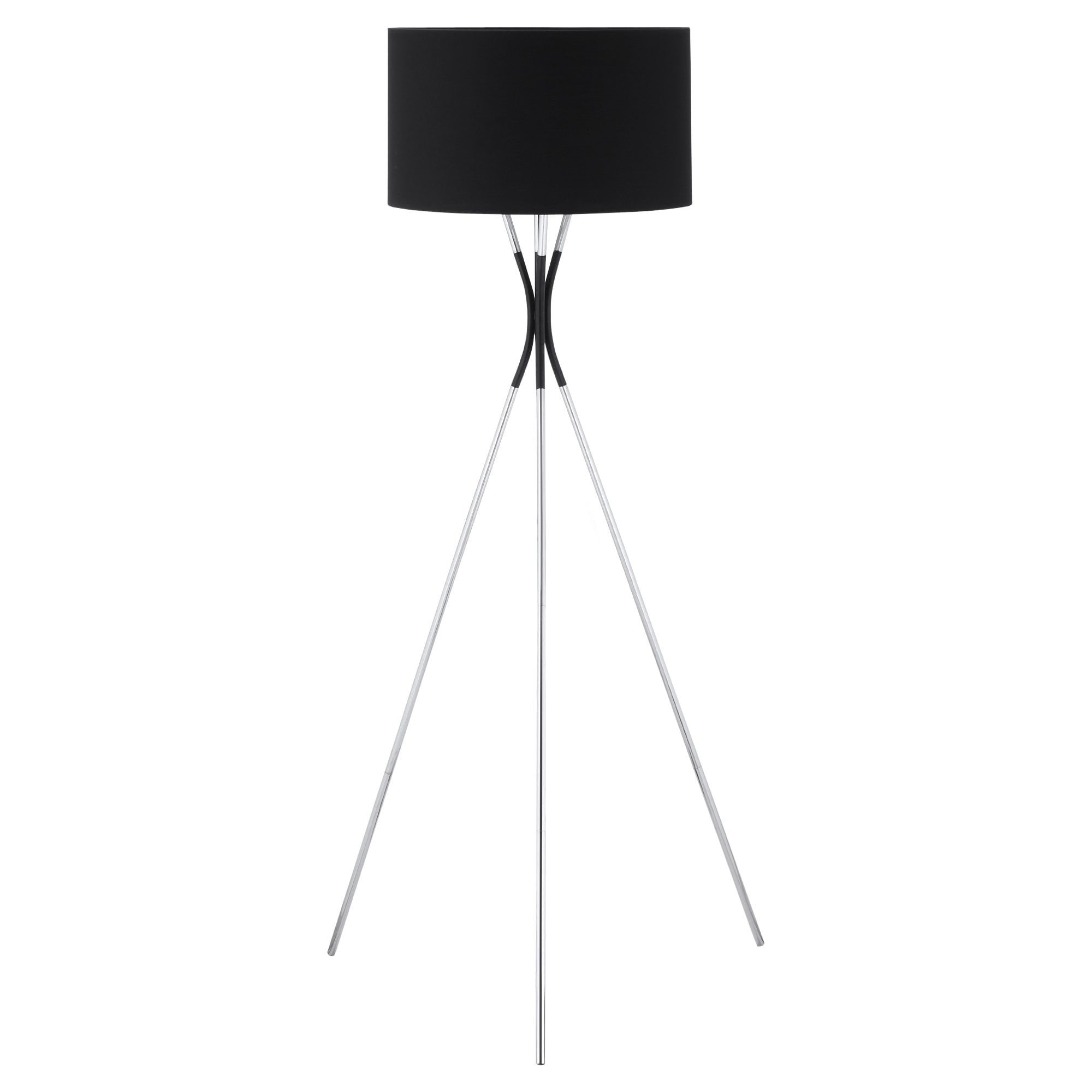 Modern Tripod Floor Lamp - Free Standing Light with Metal Frame - Fabric Lampshade and E27 Base for Living Room - Bedroom - Office - Black Bedroom - H