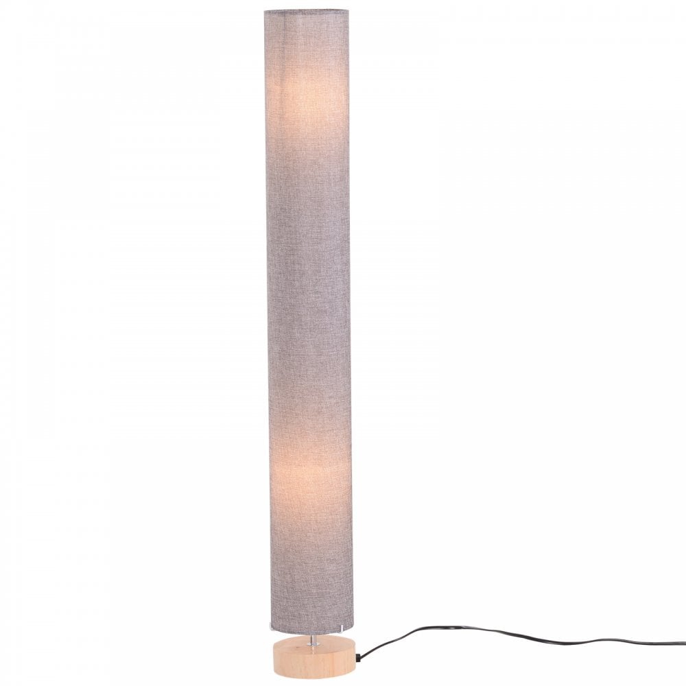 HOMCOM 120H cm Wooden Base Floor Lamp W/Linen Fabric-Grey  | TJ Hughes Grey