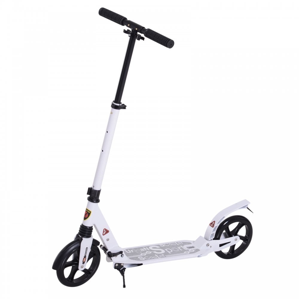 ALPINE SPIRIT Foldable Kick Scooter - Adjustable Height - 94L x 38W x 90-105Hcm-White  | TJ Hughes White