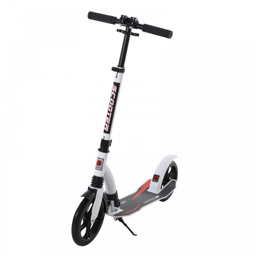 HOMCOM Teen/Adults Aluminium Folding Kick Scooter with Shock Mitigation System White  | TJ Hughes