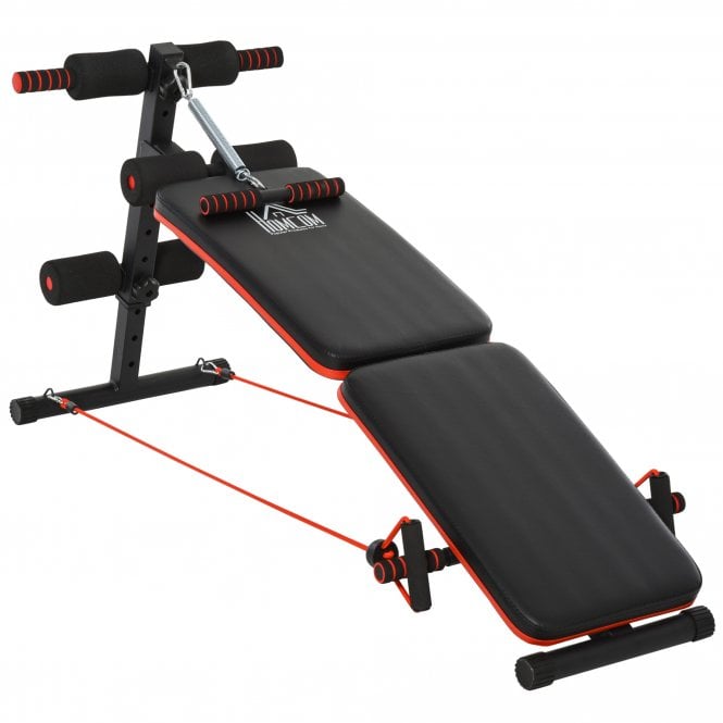 Steel Foldable Home Core Workout Bench Red/Black - TJ Hughes Black