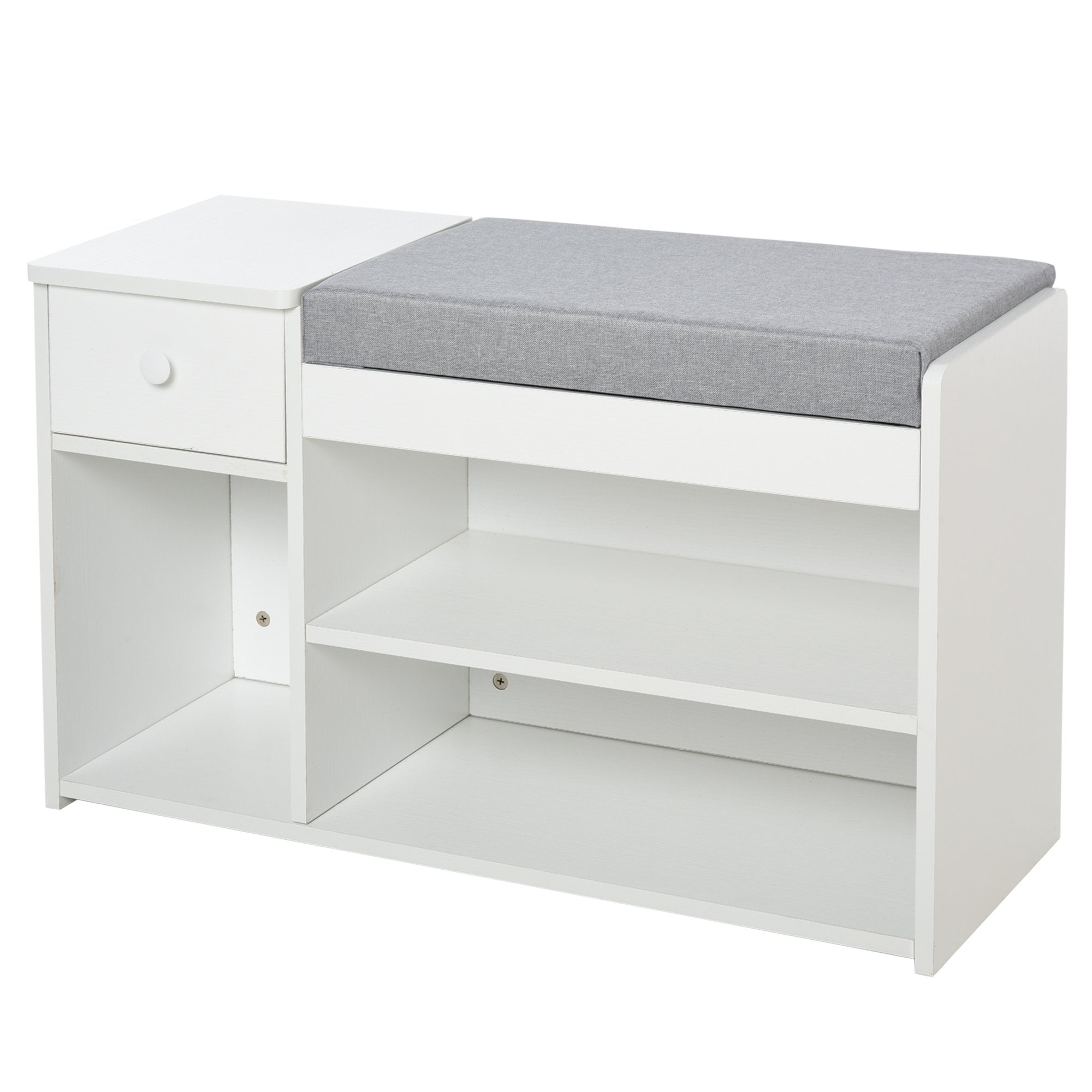 MDF Multi-Compartment Shoe Storage Bench Grey/White - Home Living  | TJ Hughes White