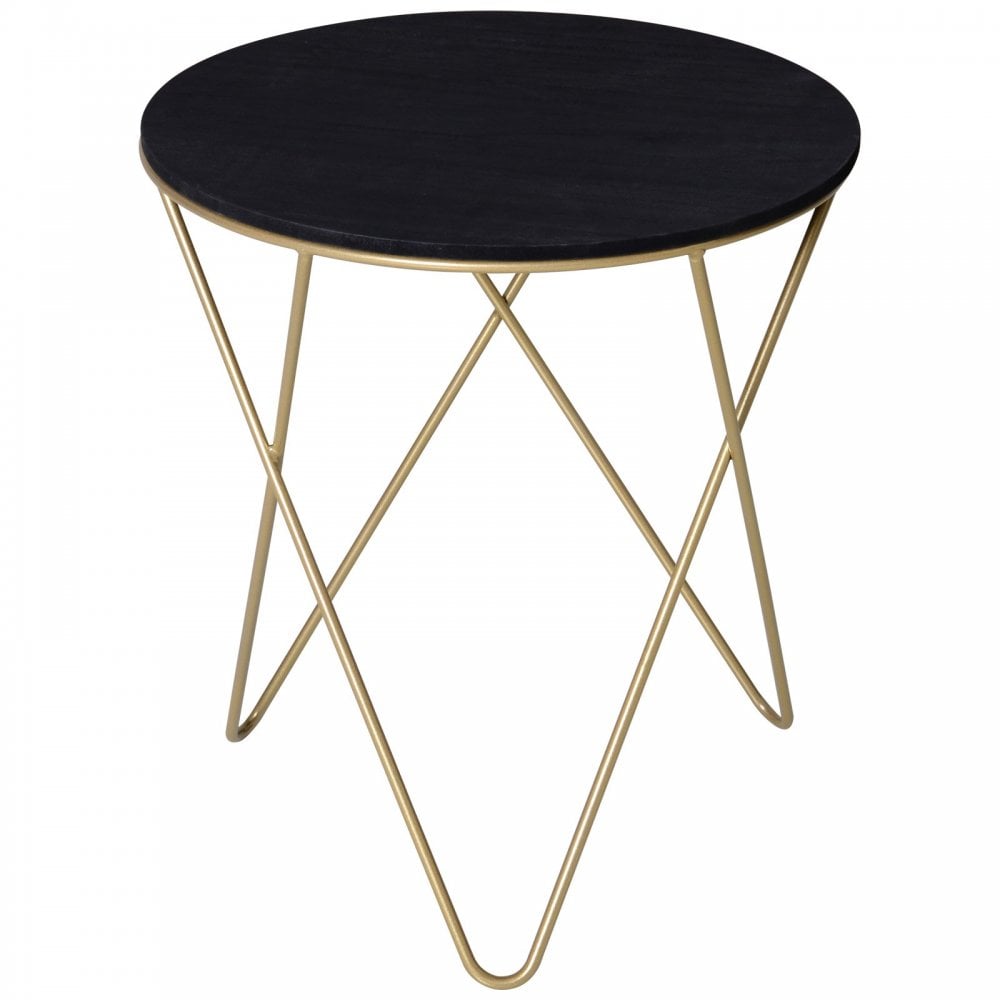 Metal Base Side Table MDF Surface Lift-Top Black/Gold - Home Living  | TJ Hughes Black