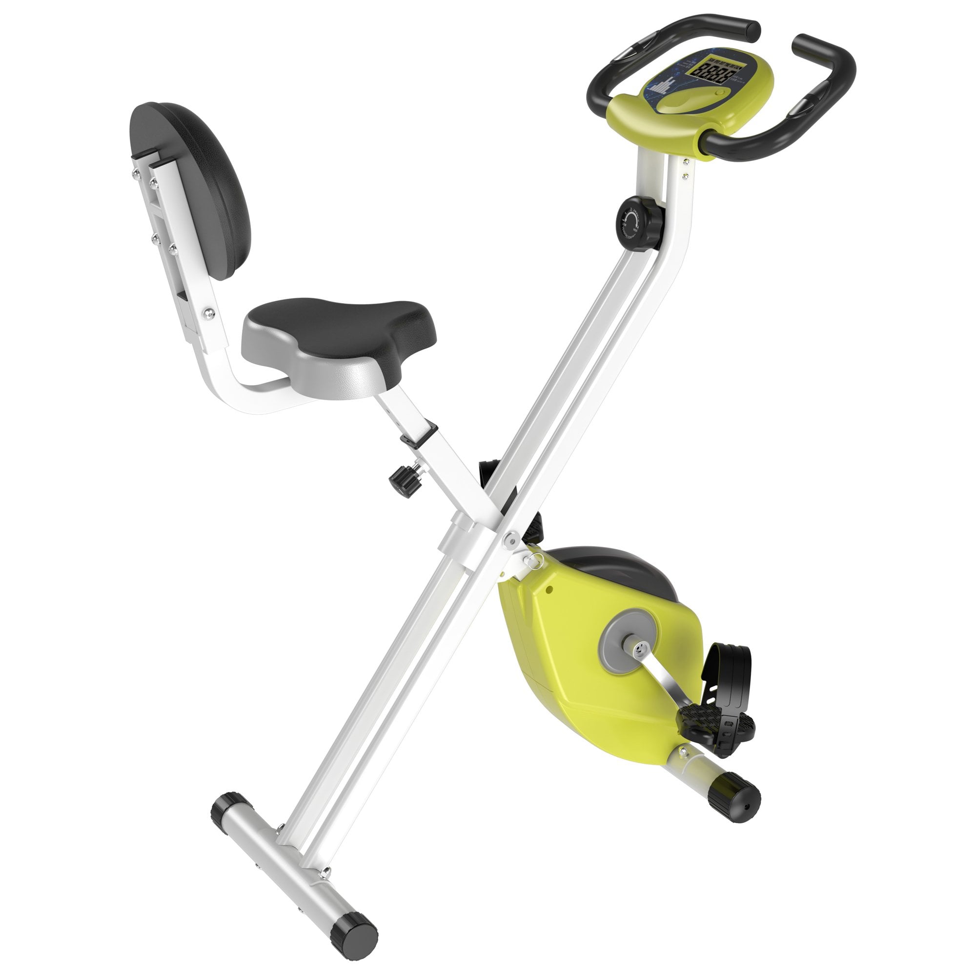 Steel Manual Stationary Bike Resistance Exercise Bike w/ LCD Monitor Yellow - MAXFIT  | TJ Hughes