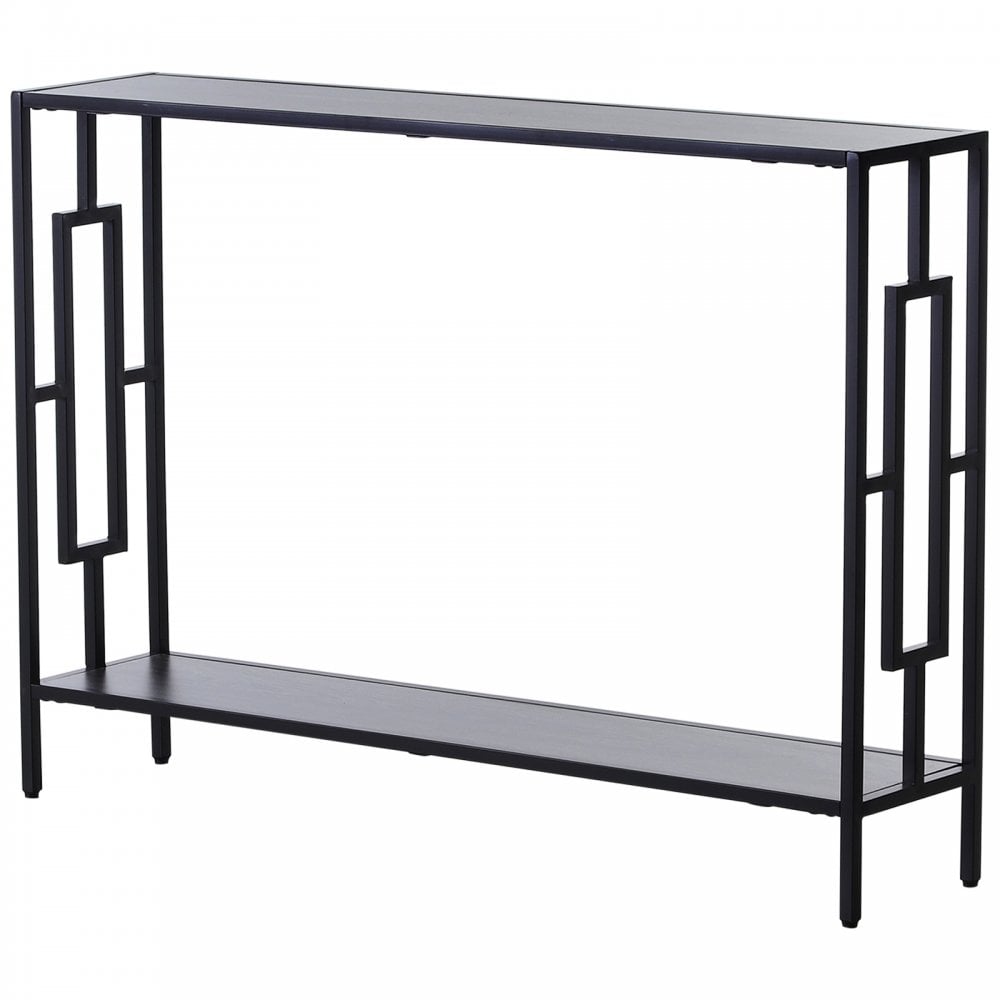 Console Table Narrow 2 Shelves MDF Steel Frame in Art Deco Square Style 76x106cm for Hallway Entrance - Home Living  | TJ Hughes