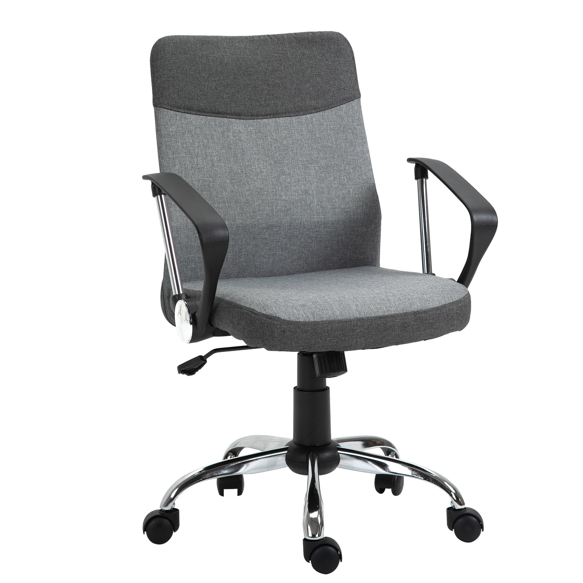 Vinsetto Office Chair Linen Fabric Swivel Computer Desk Chair Home Study Rocker with Wheels - Grey w/ Wheel - CARTER  | TJ Hughes