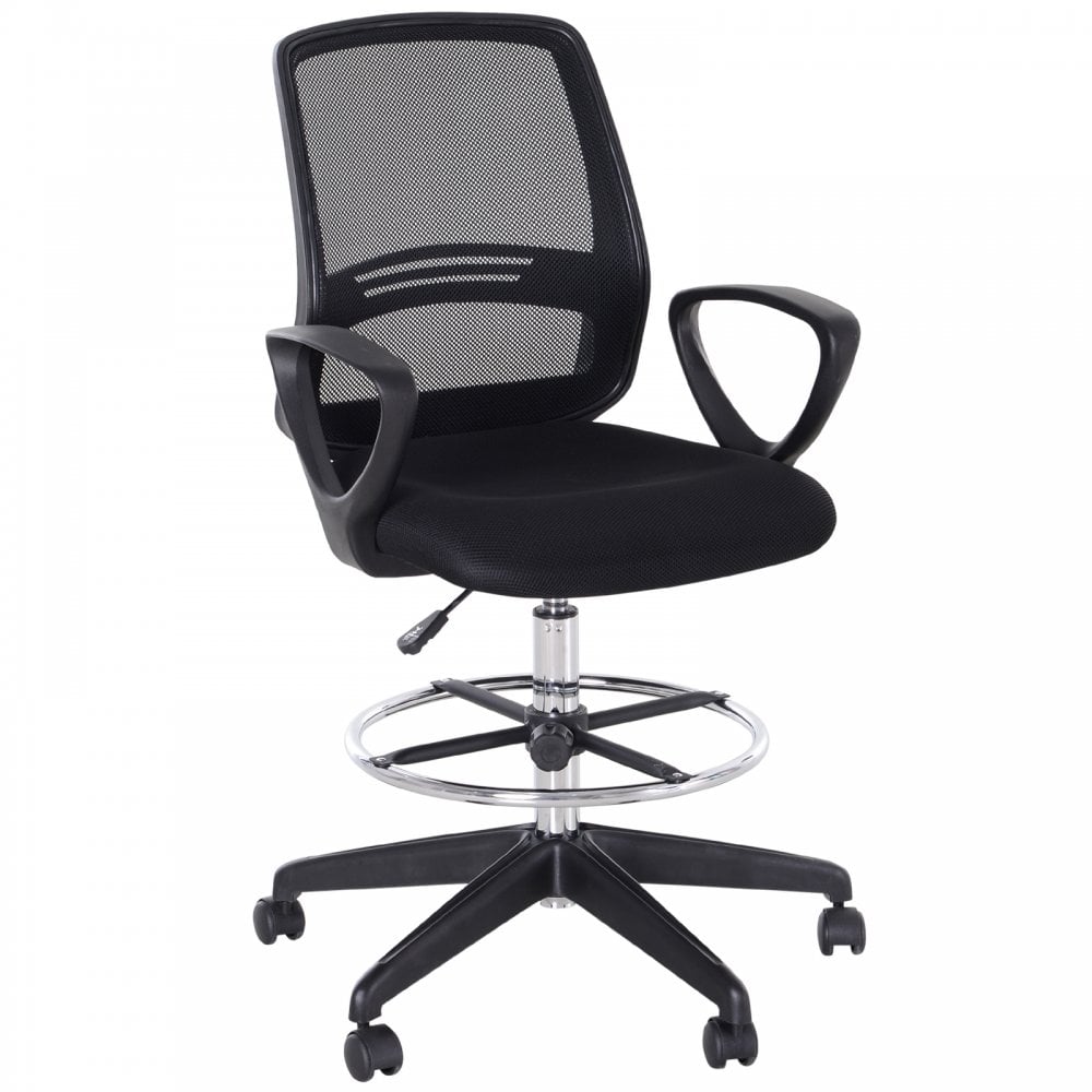Vinsetto Tall Ergonomic Mesh Back Chair for Office Desk with Adjustable Height Footrest and 360 Swivel - Black  | TJ Hughes
