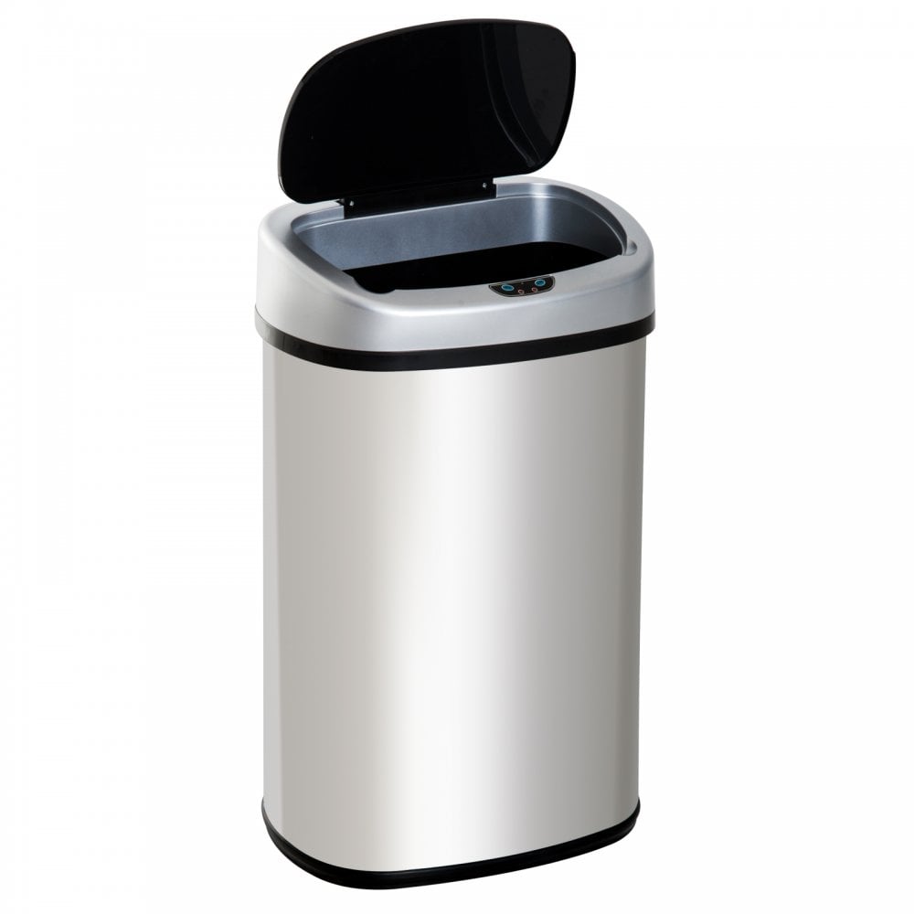 HOMCOM Sensor Dustbin Touchless Trash Can Automatic Garbage Bin Mirror Stainless Steel 48L  | TJ Hughes