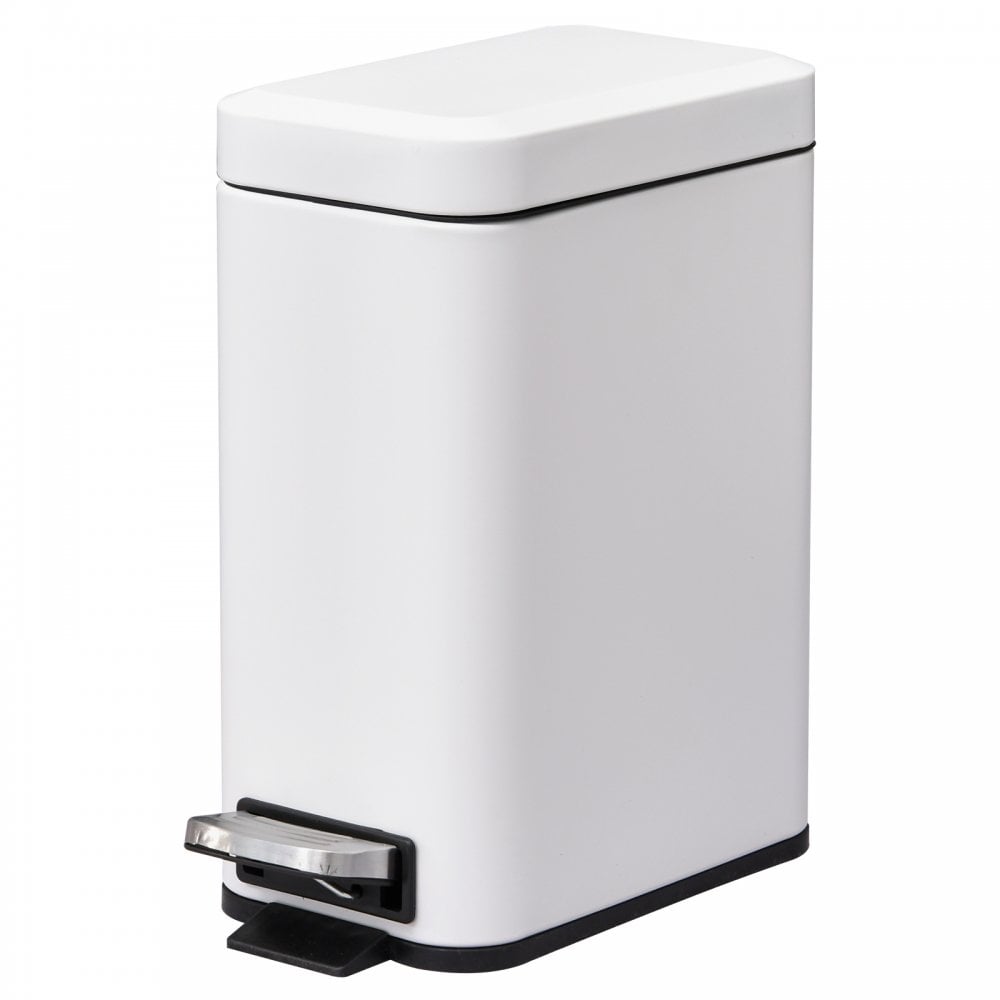 HOMCOM 5L Rectangular Steel Pedal Bin White  | TJ Hughes