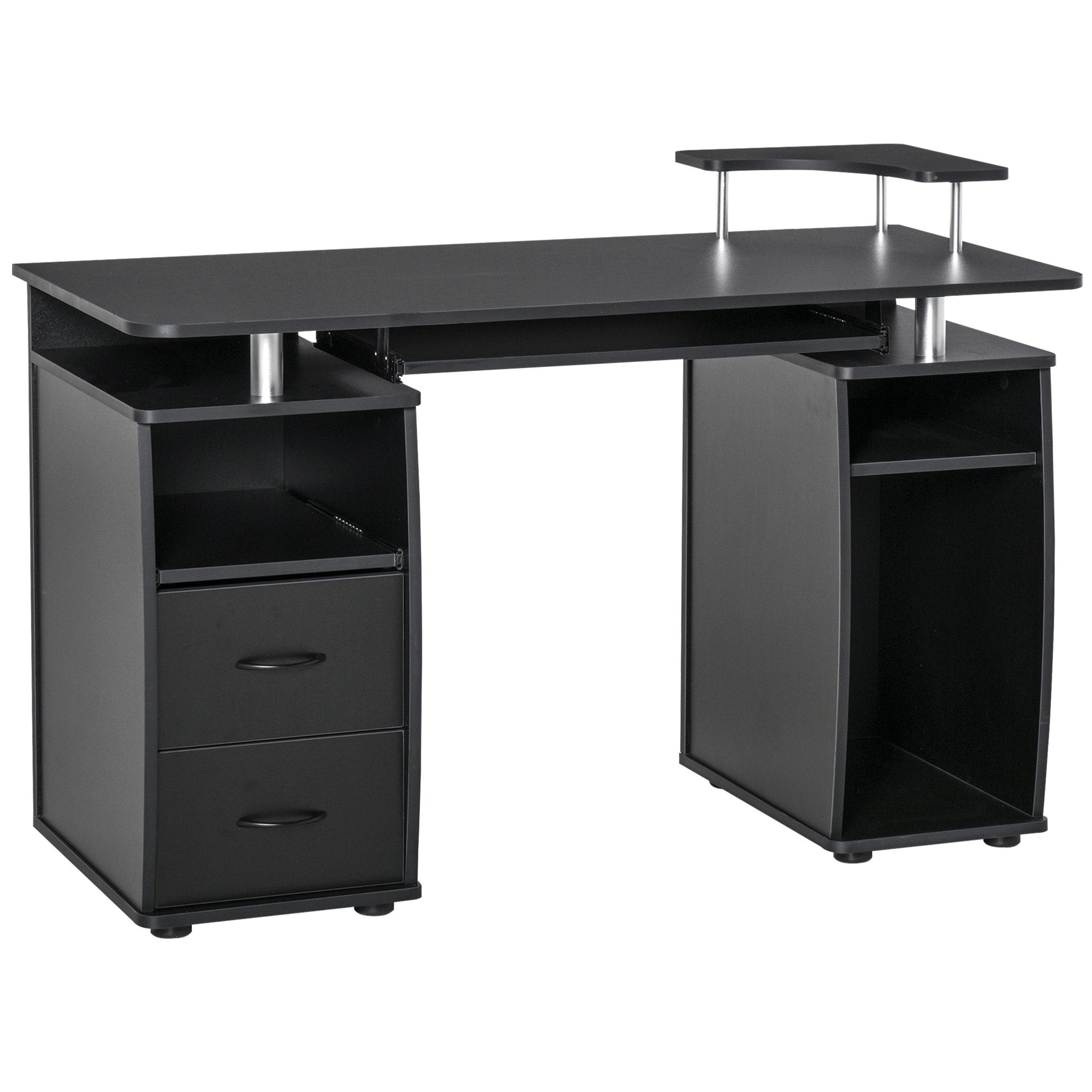 120L x 55W x 85H cm Computer Desk Office PC Table Workstation with  Keyboard Tray - CPU Shelf - Drawers - Sliding Scanner Shelf - Black - CARTER  | TJ