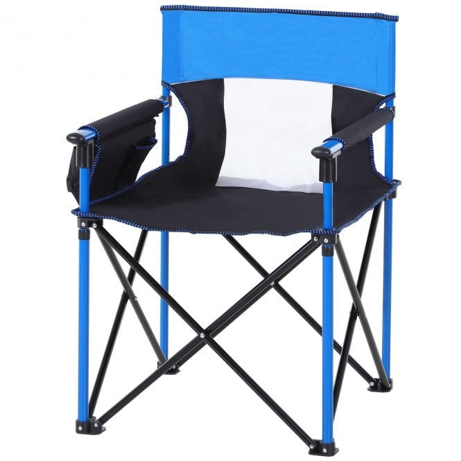 Outsunny Metal Frame Sponge Padded Folding Camping Chair w/ Pockets Blue - TJ Hughes