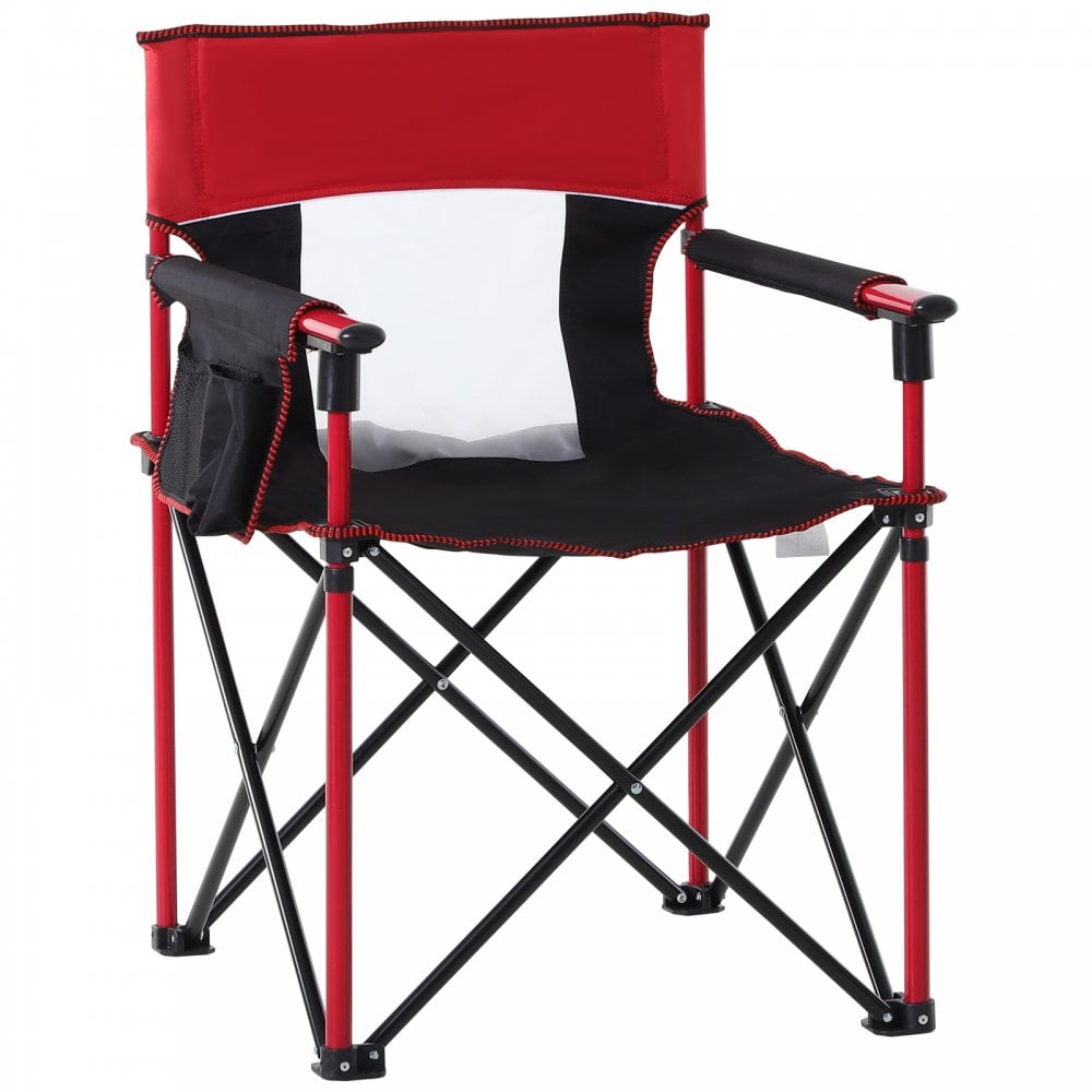 Outsunny Metal Frame Sponge Padded Folding Camping Chair w/ Pockets Red  | TJ Hughes