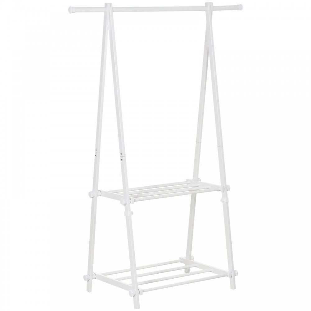 Steel Freestanding Clothes Rail w/ 2 Shelves White - Home Living  | TJ Hughes