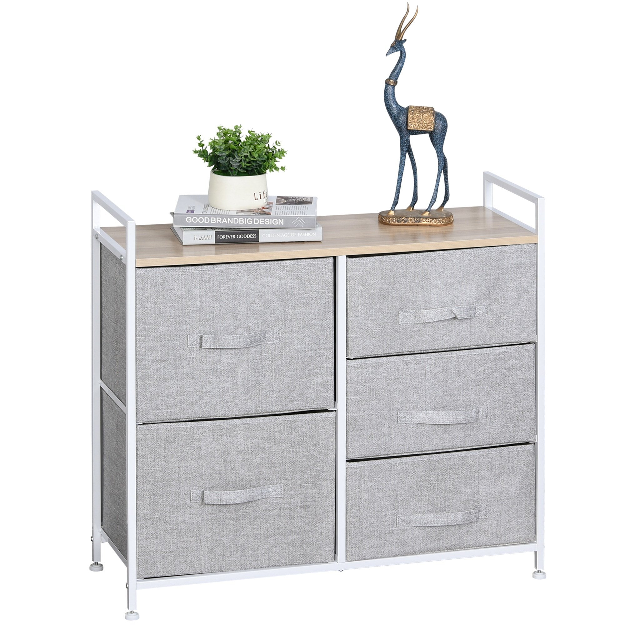 Metal Frame 5-Fabric Drawer Home Storage Unit Grey - Home Living  | TJ Hughes