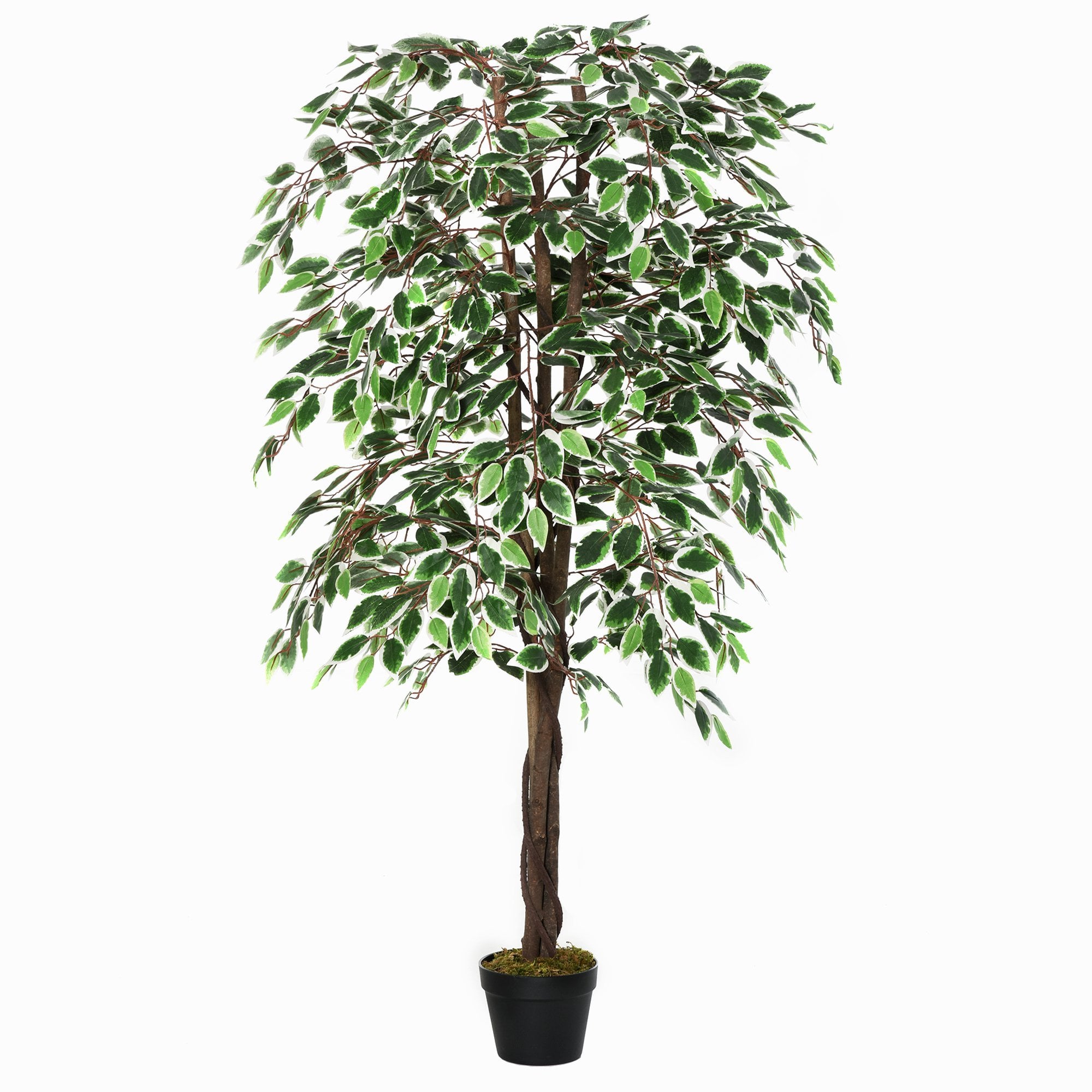 Outsunny Artificial Ficus Silk Tree with Nursery Pot - Decorative Fake Plant - for Indoor Outdoor D+cor - 160cm in Pot  | TJ Hughes