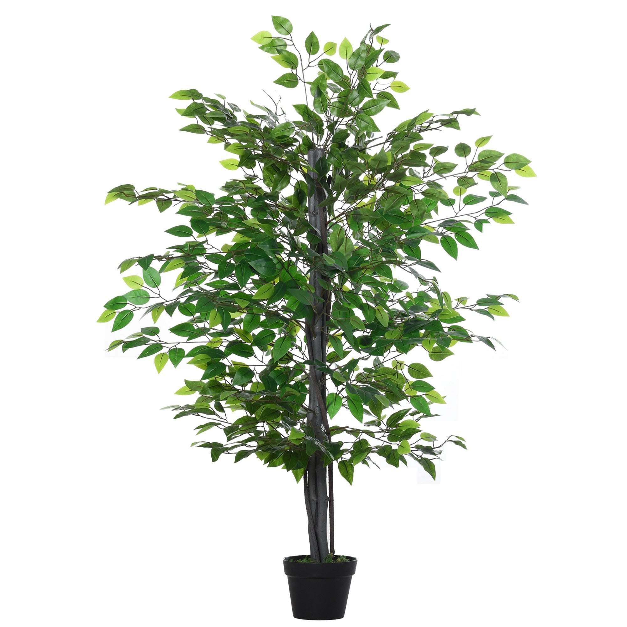 Outsunny Artificial Banyan Decorative Plant with Nursery Pot - Fake Tree for Indoor Outdoor D+cor - Green - 1.45m w/  | TJ Hughes