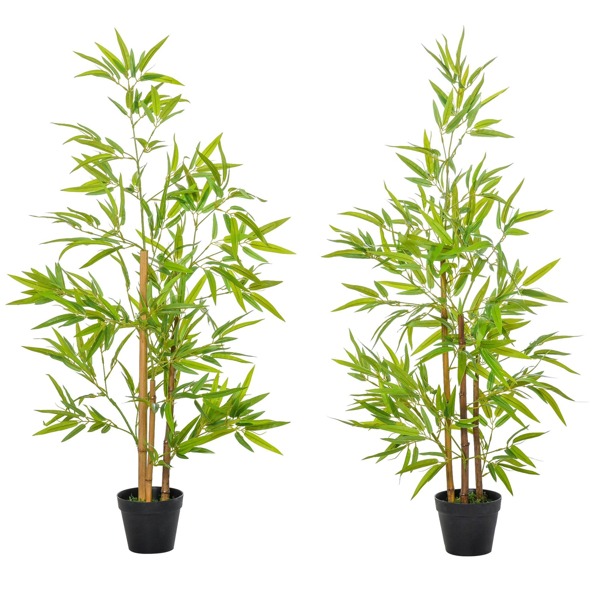 HOMCOM Set of 2 Artificial Bamboo Trees Decorative Plant with Nursery Pot  | TJ Hughes