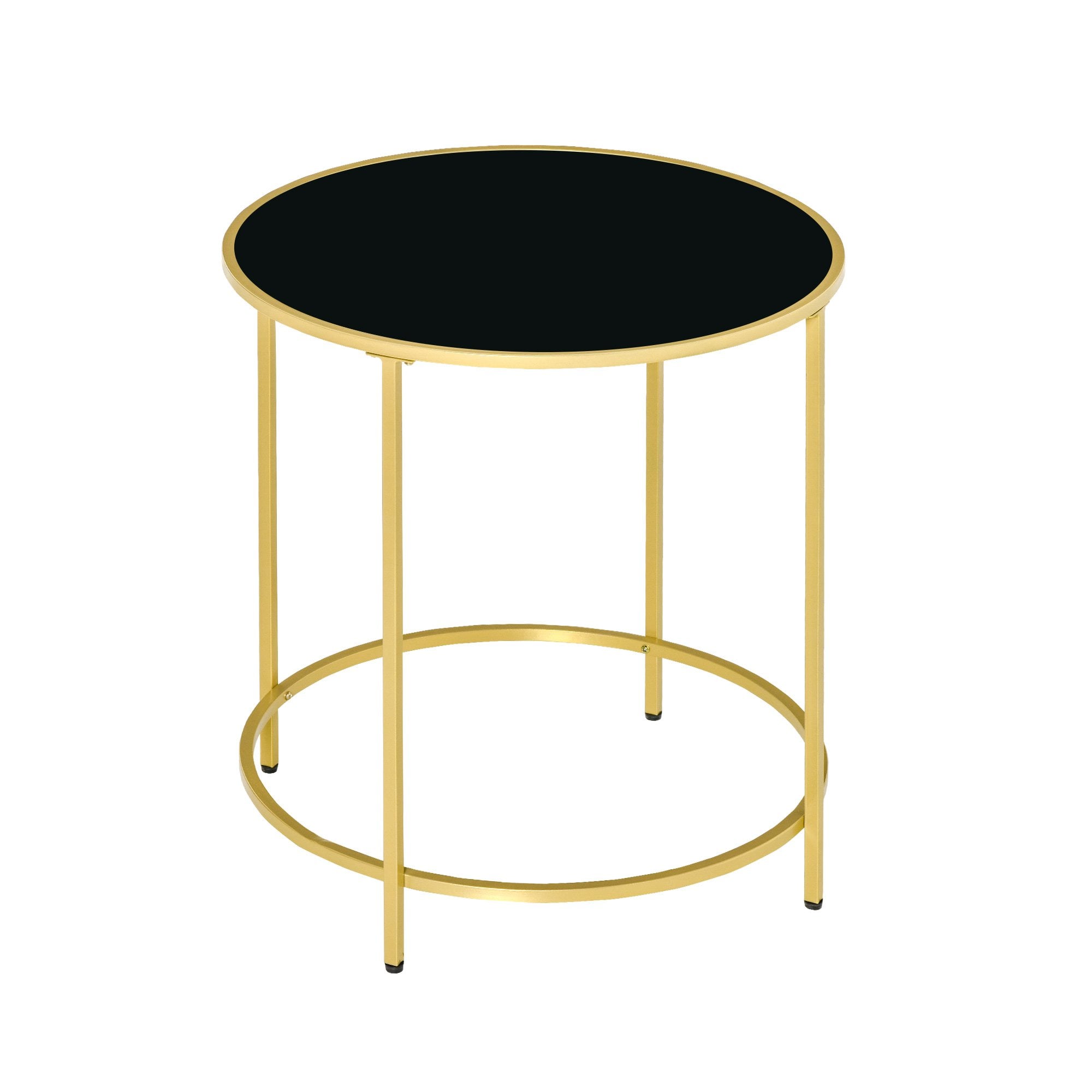 Round Side Table Morden Coffee Tables with Gold Metal Base - Table with Tempered Glass Tabletop - for Living Room - Bedroom - dining room w/ Bedroom -