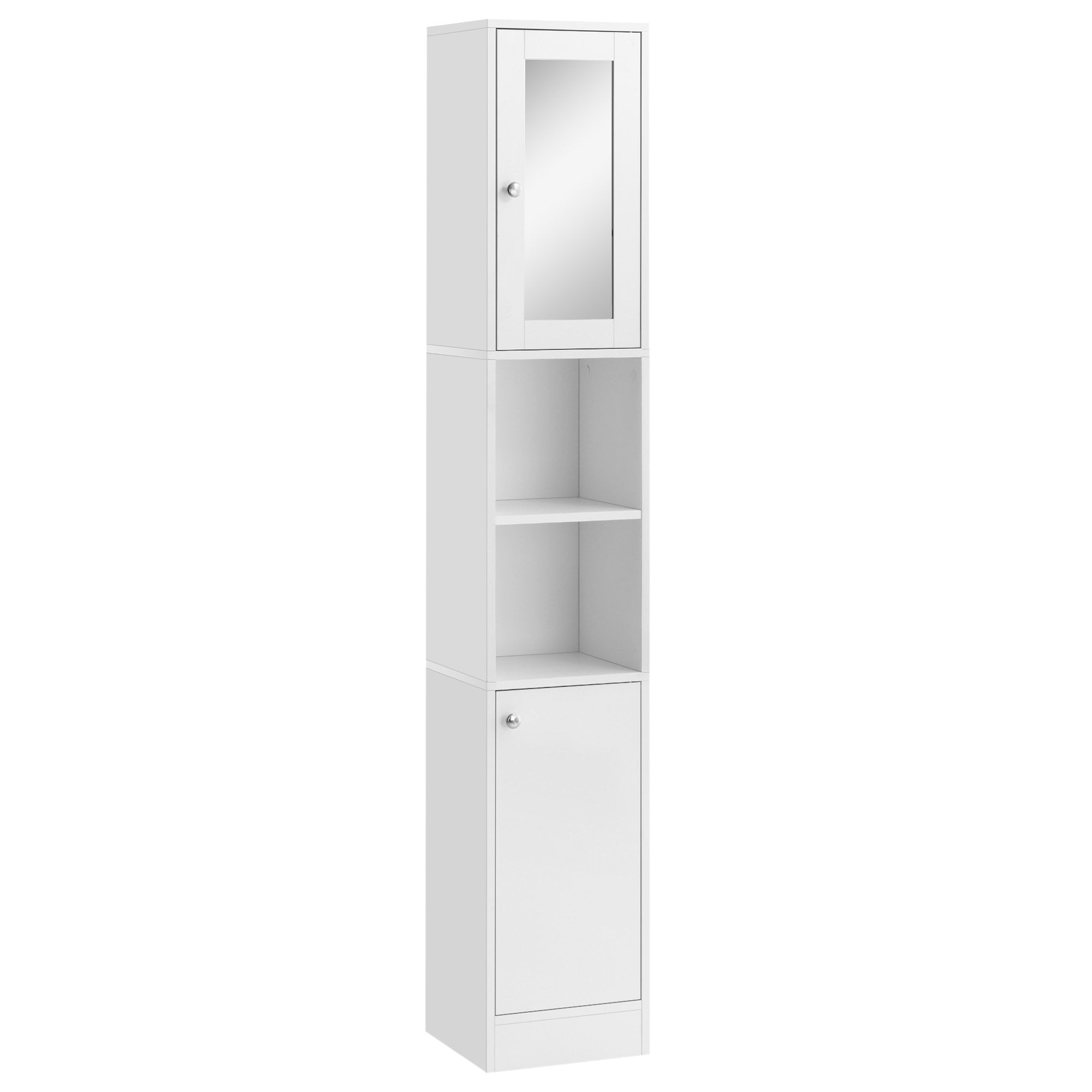 Tall Bathroom Storage Cabinet with Mirror - Freestanding Floor Cabinet Tallboy Unit with Adjustable Shelves - White and - Home Living  | TJ Hughes