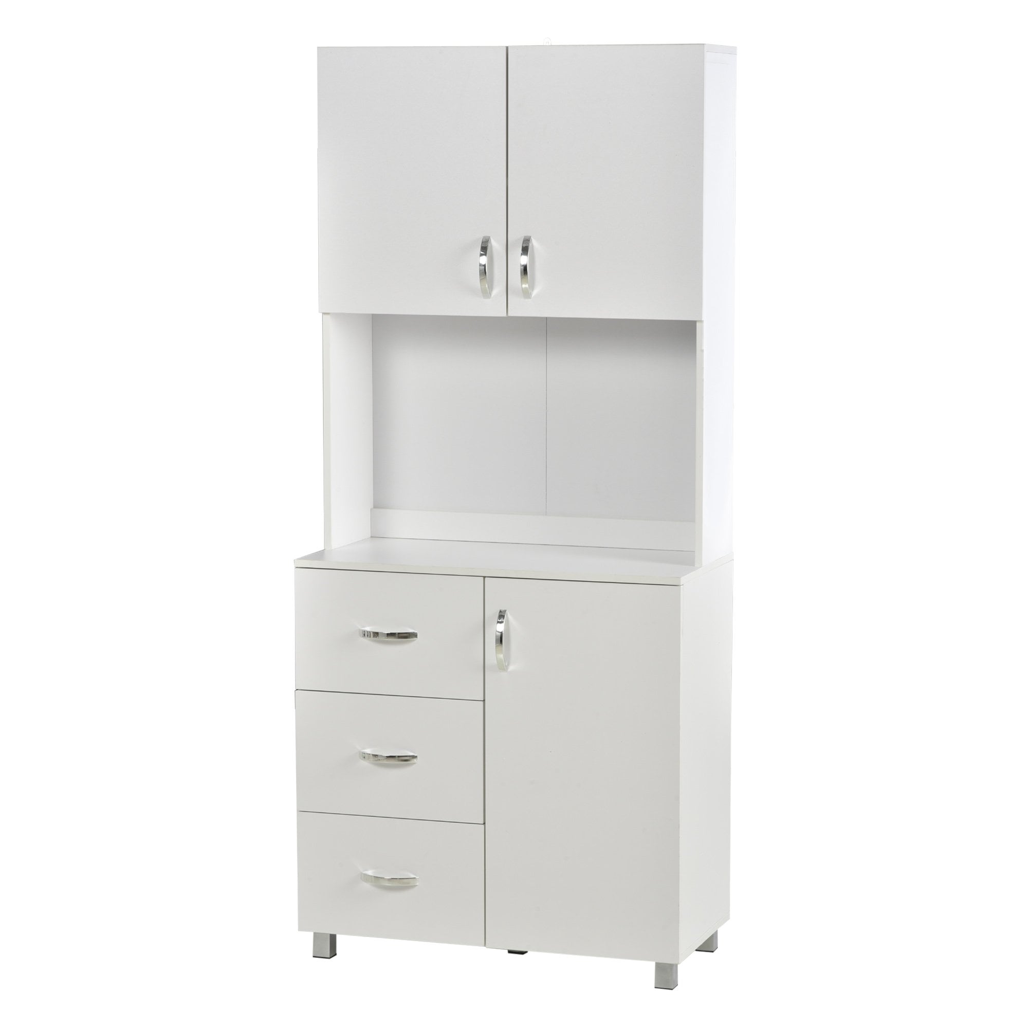 HOMCOM Free standing Kitchen Cupboard - Adjustable Height Storage Unit -  White  | TJ Hughes