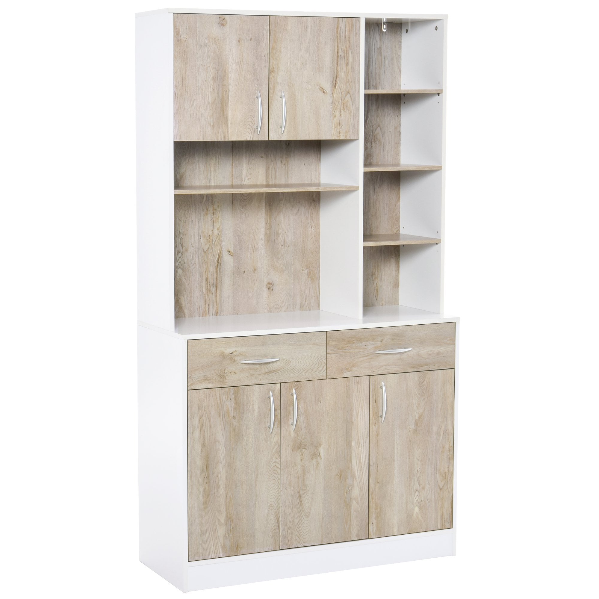 Kitchen Pantry Buffet Server with Hutch Multi Storage Cupboard Cabinet Sideboard - Bookcase with Drawers for Living Room - 100W x 39D x 180H cm - Home