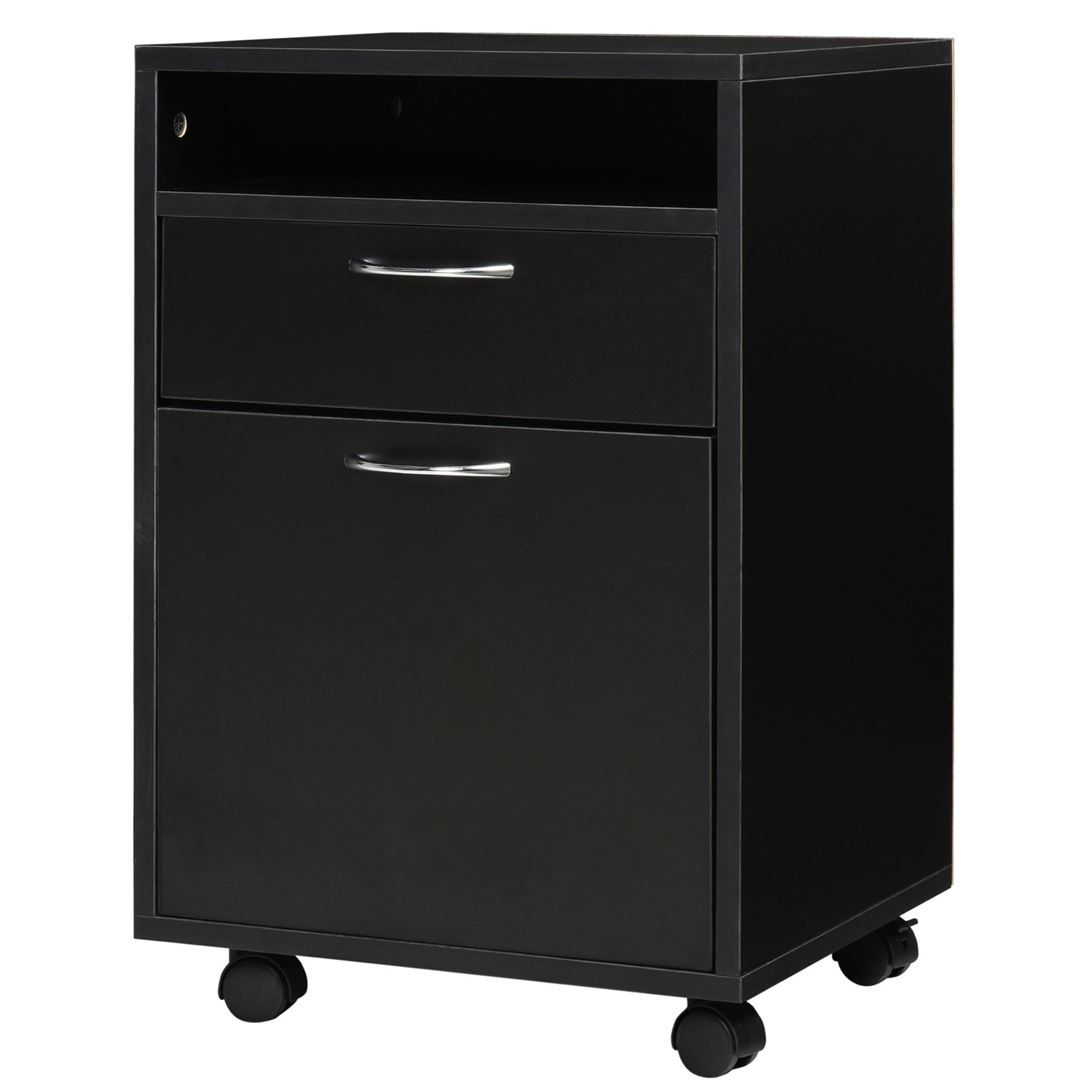 HOMCOM Wheeled Cabinet - Black - Home Living  | TJ Hughes