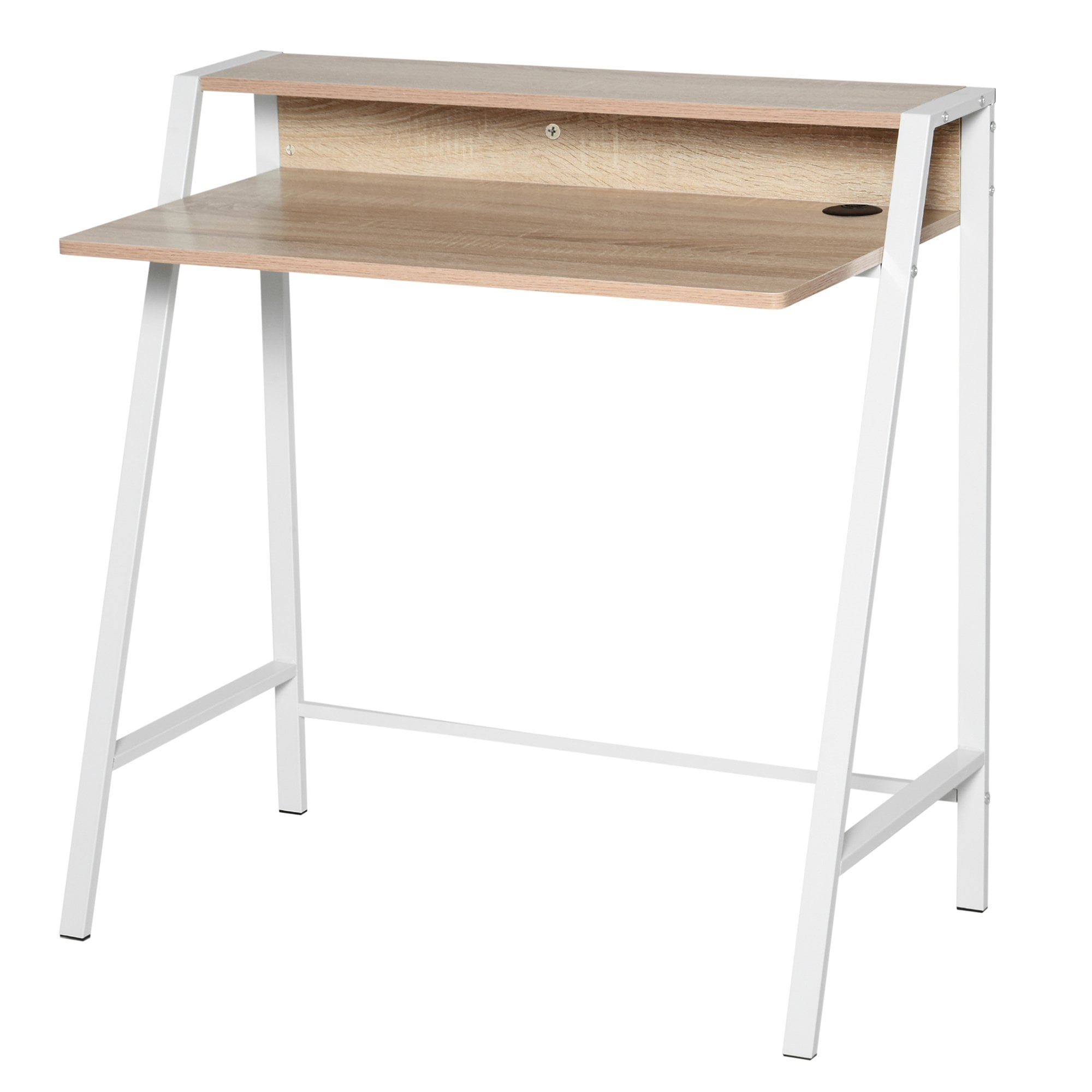 Writing Desk Computer Table Home Office PC Laptop Workstation Storage Shelf Color White and Oak Wooden - CARTER  | TJ Hughes