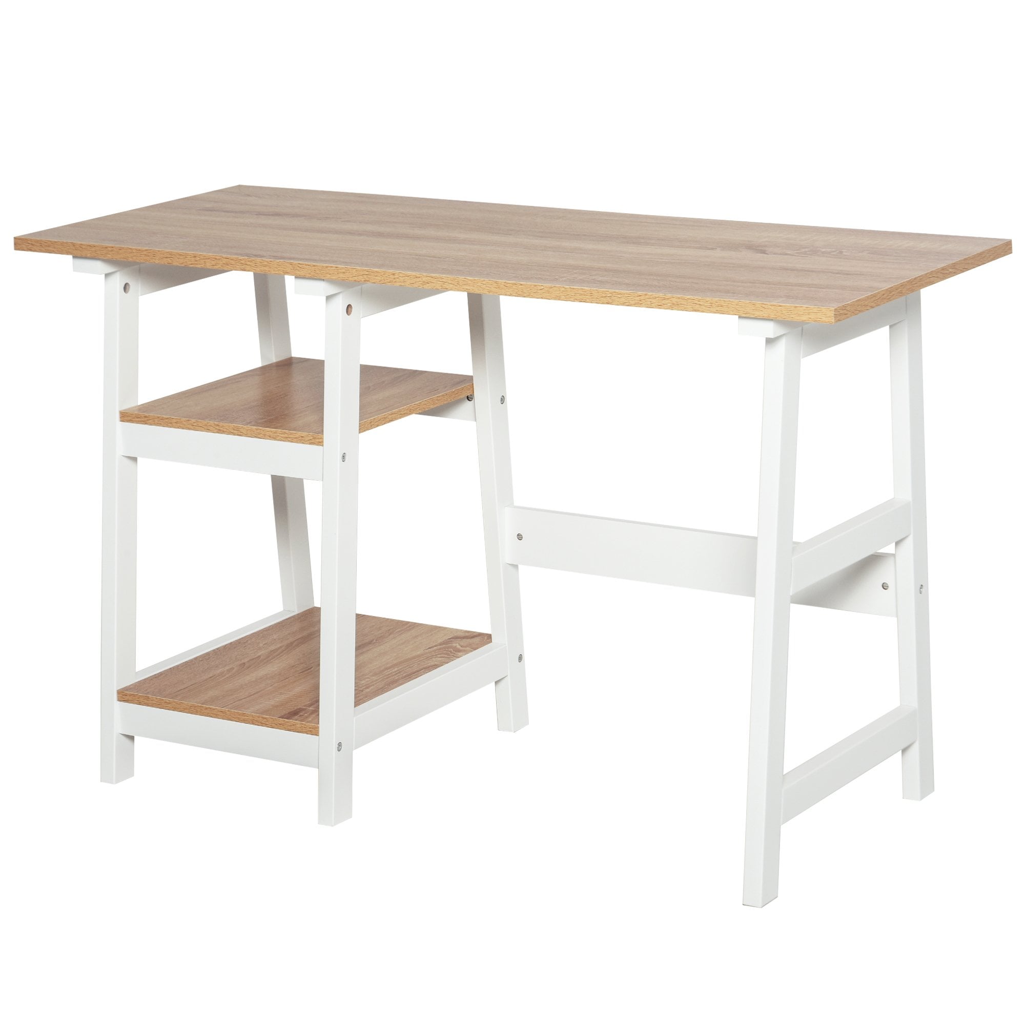 Compact Computer Desk with Shelf Writing Table Workstation for Home Office - Study - Natural Wood Color w/ Office - CARTER  | TJ Hughes