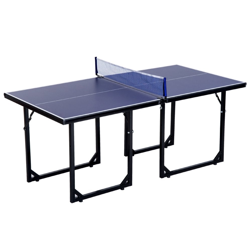 HOMCOM 6ft 182cm Mini Table Tennis Table Folding Ping Pong Table with - Blue  | TJ Hughes