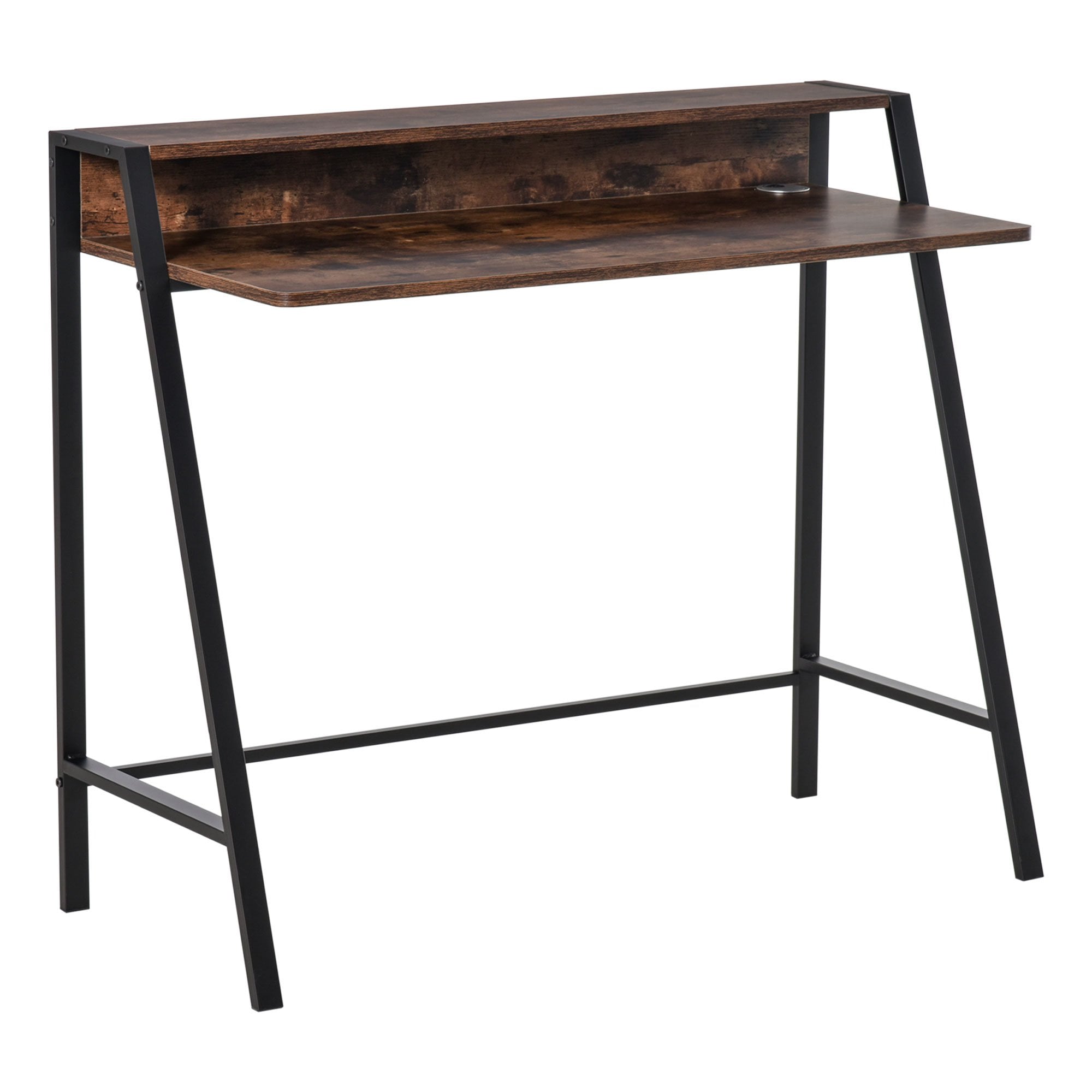 Writing Desk Computer Table Home Office PC Laptop Workstation Storage Shelf Color Rustic Brown Metal Frame - CARTER  | TJ Hughes