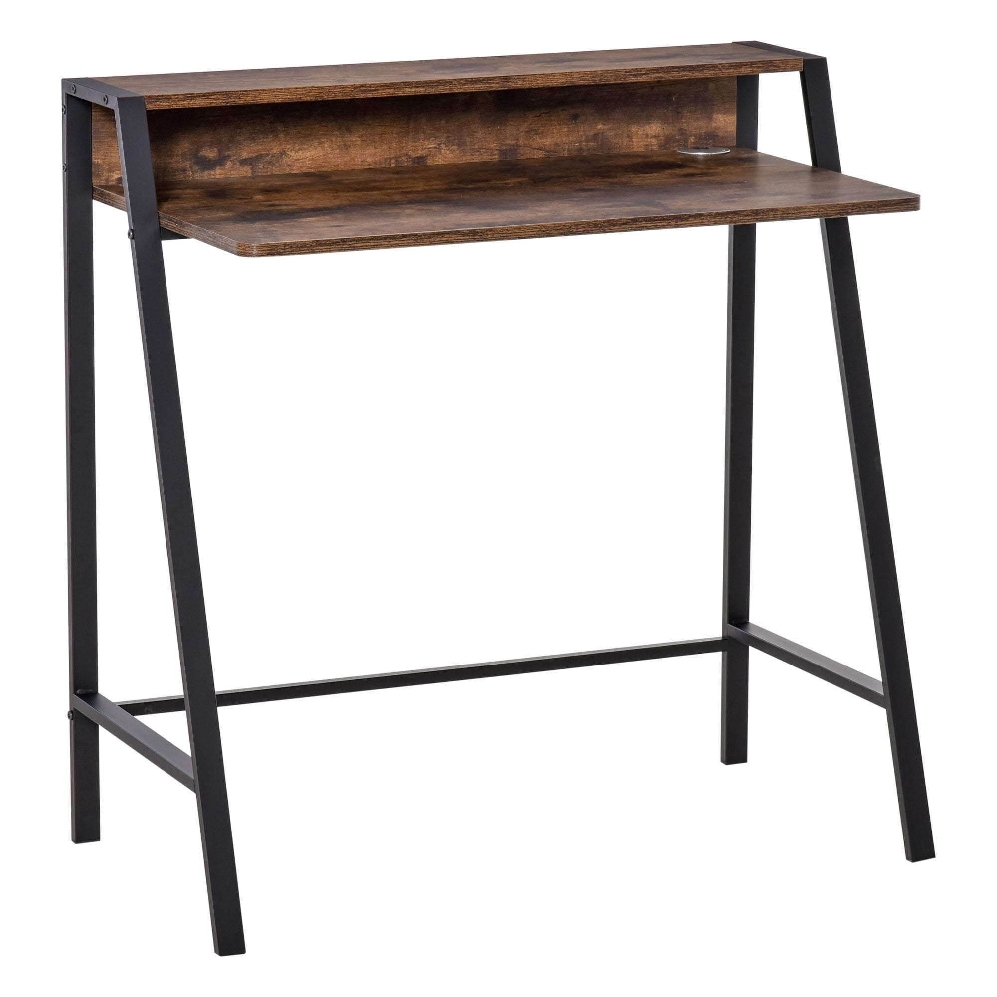 Writing Desk Computer Table Home Office PC Laptop Workstation Storage Shelf Color Rustic Brown Metal Frame - CARTER  | TJ Hughes