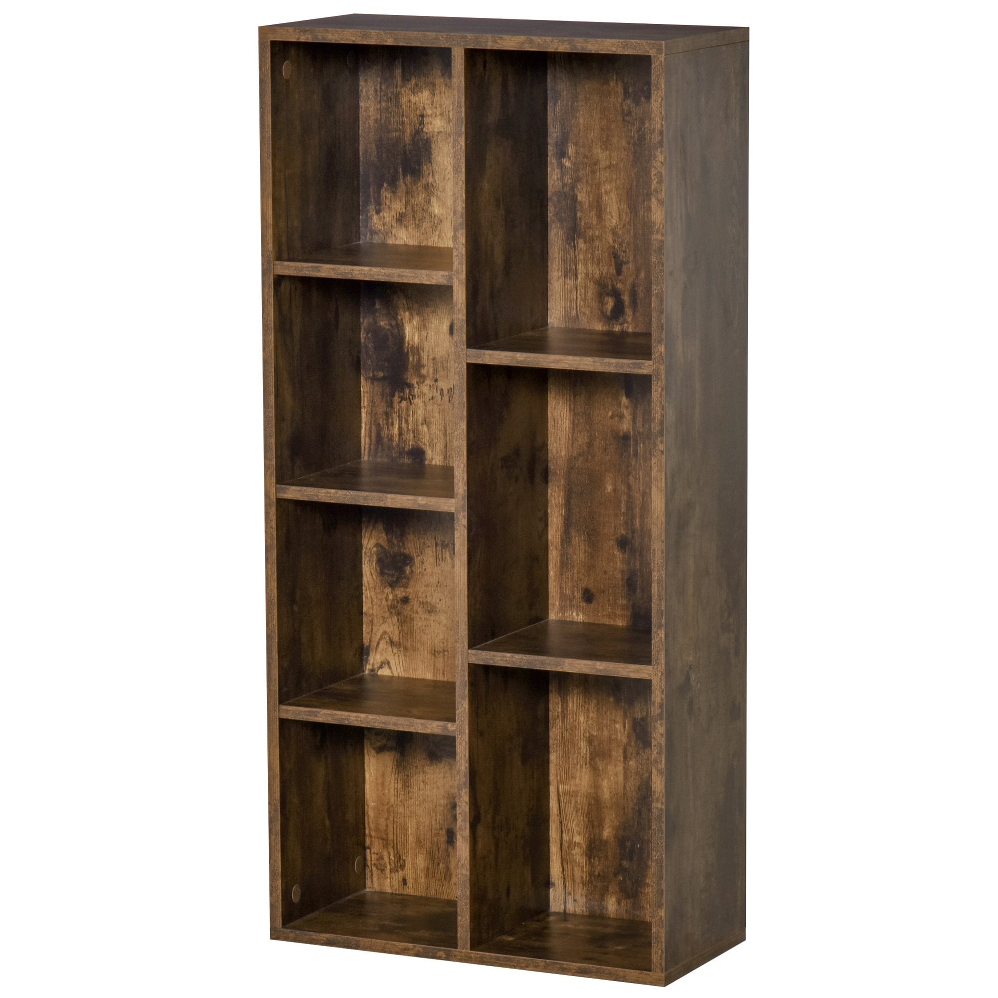 Bookcase Industrial Bookshelf Free Standing Display Cabinet Cube Storage Unit for Home Office Living Room Study Rustic Brown Modern - Home Living  | T