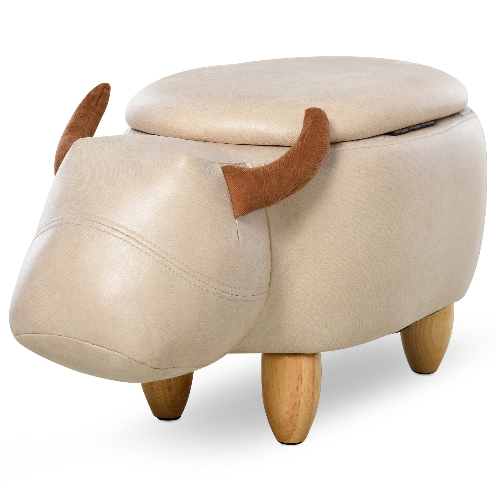 PU Leather Upholstered Cow Storage Stool Ivory - Home Living  | TJ Hughes