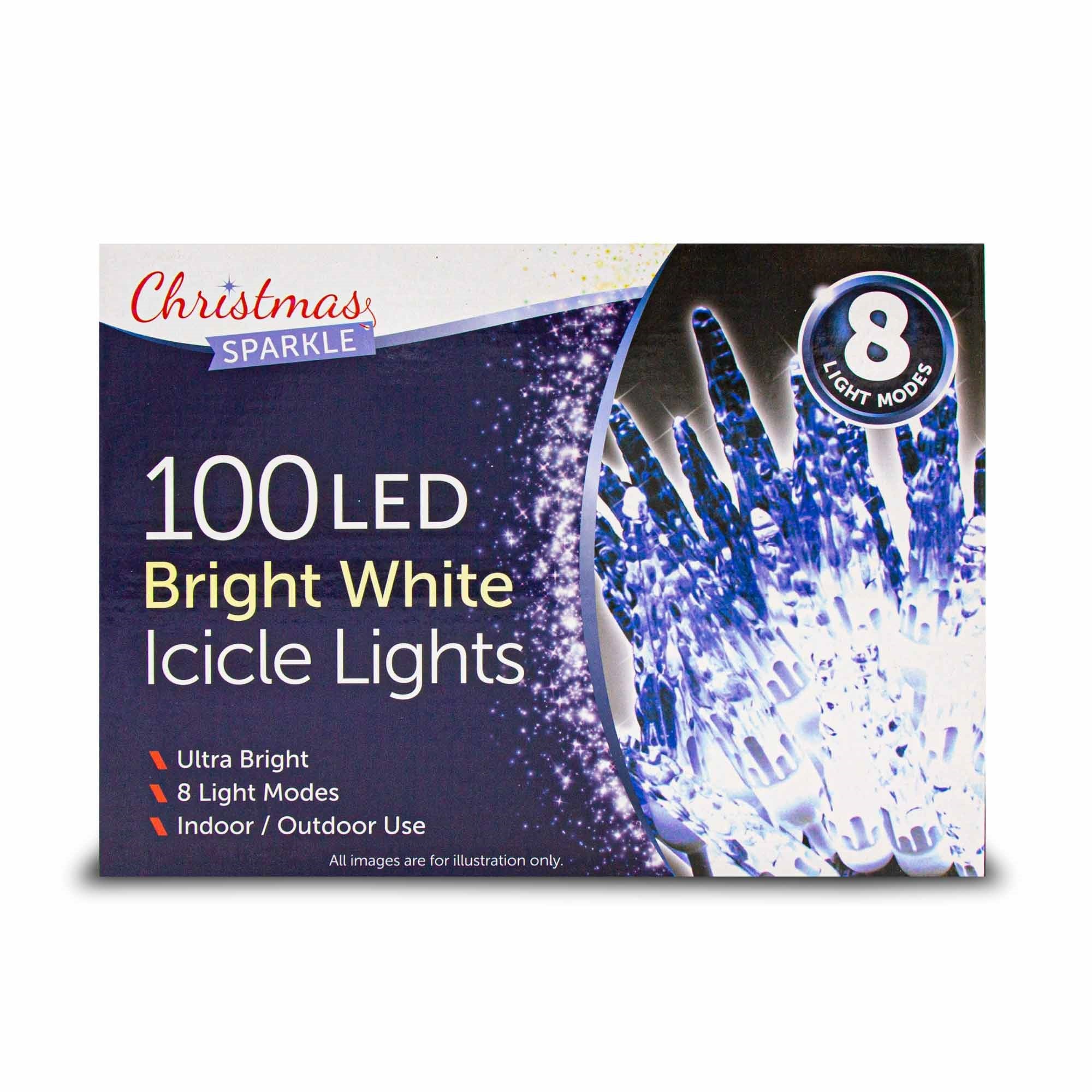 Christmas Sparkle Icicle Sculpture Lights x 100 Bright White LEDs - Mains Powered  | TJ Hughes