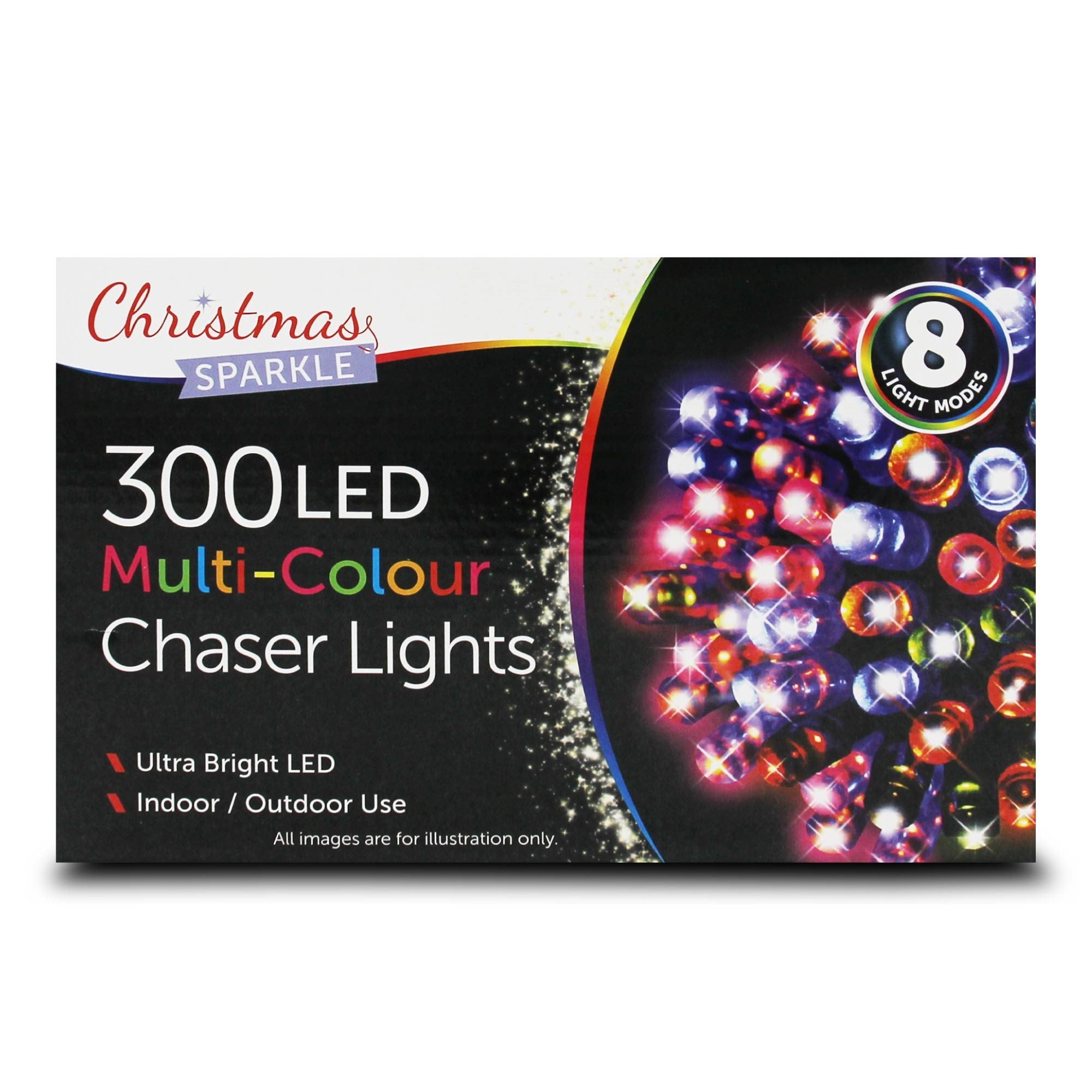 Christmas Sparkle Indoor and Outdoor Chaser Lights x 300 Multi Colour LEDs - Mains Operated  | TJ Hughes