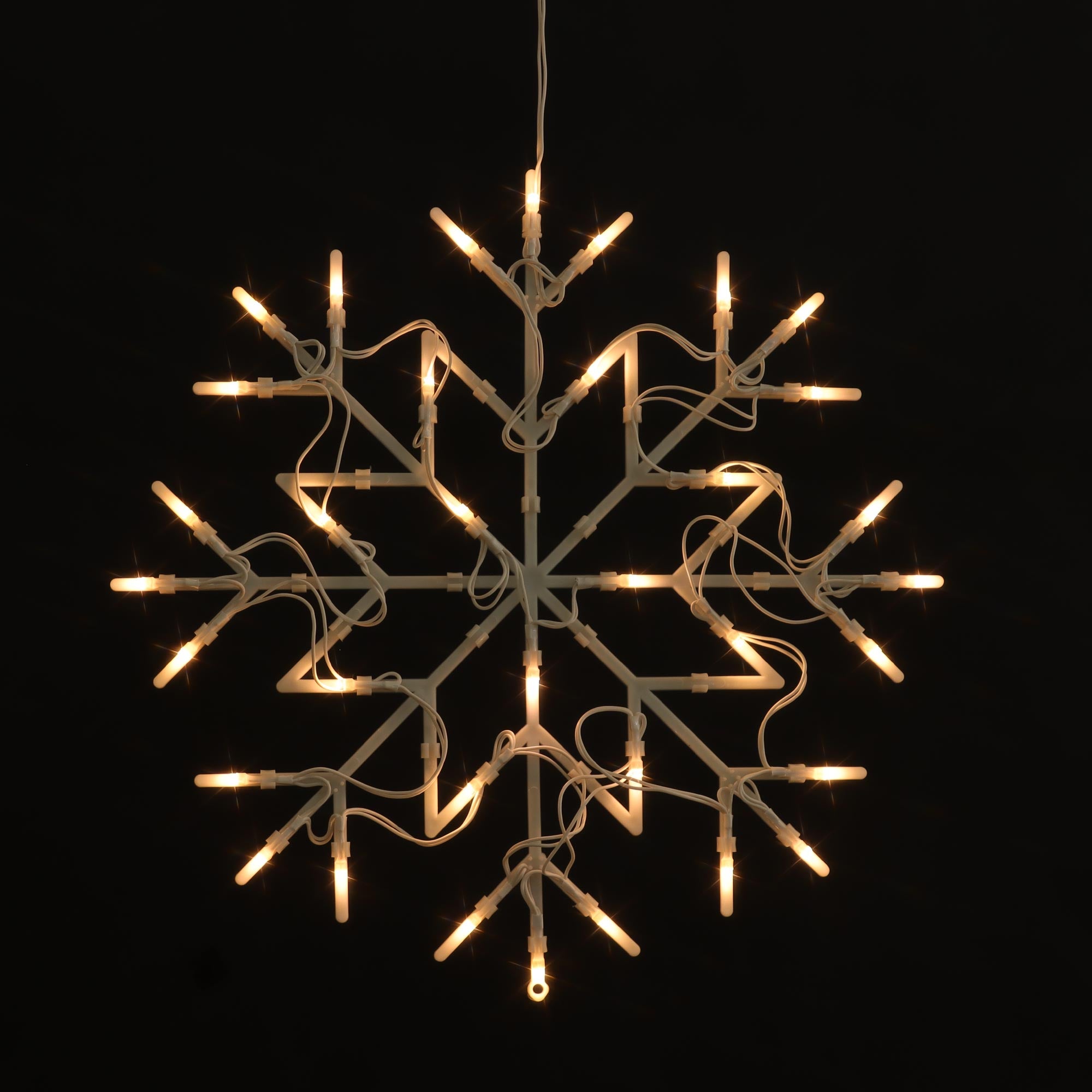 Christmas Workshop Battery Operated Hanging Snowflake Light 35cm with 35 Warm White LEDs and Timber - Christmas Sparkle  | TJ Hughes