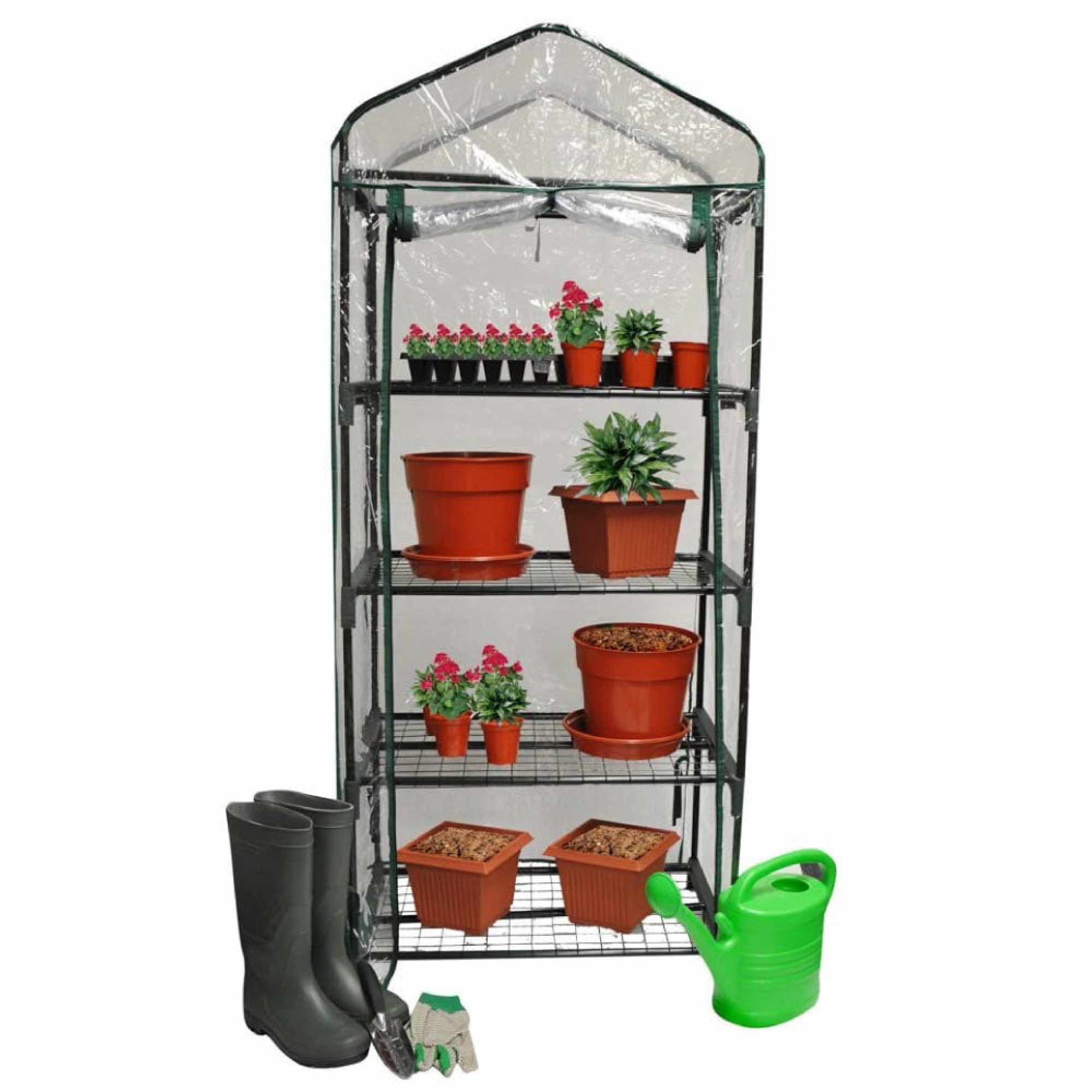 Kingfisher Greenhouse 4 Tier 130 x 50 x 45cm  | TJ Hughes Green